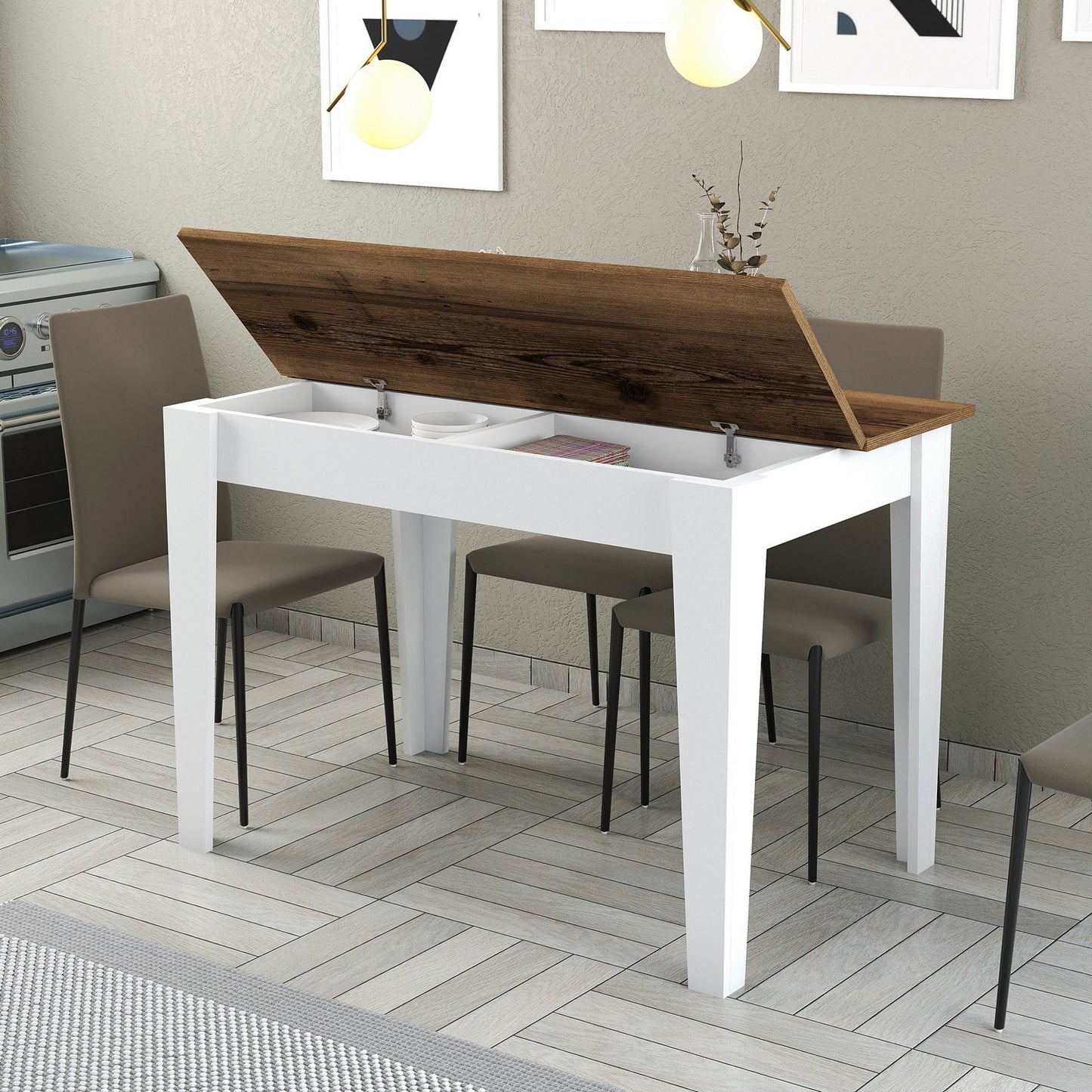 Kuhinjski stol, Kiev 511 - Walnut, White