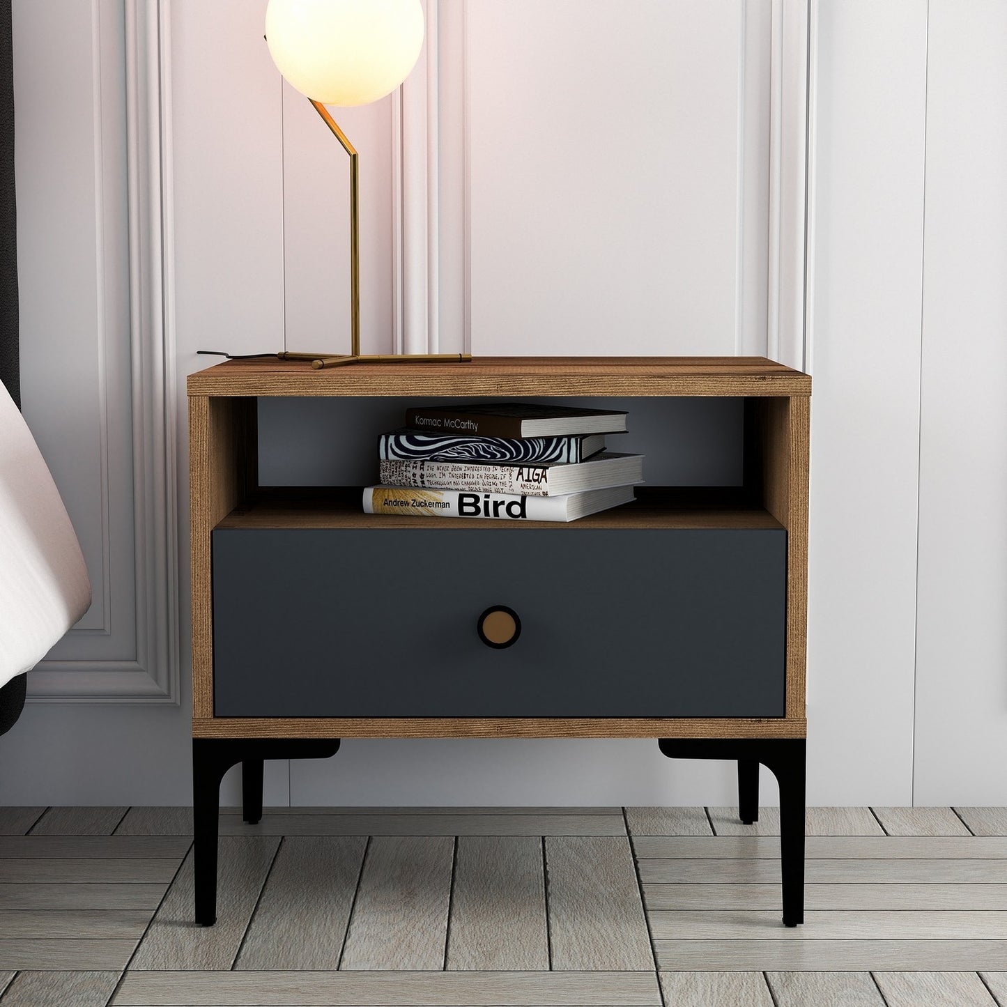 Noćni ormarić, Lizbon 529 - Walnut, Anthracite