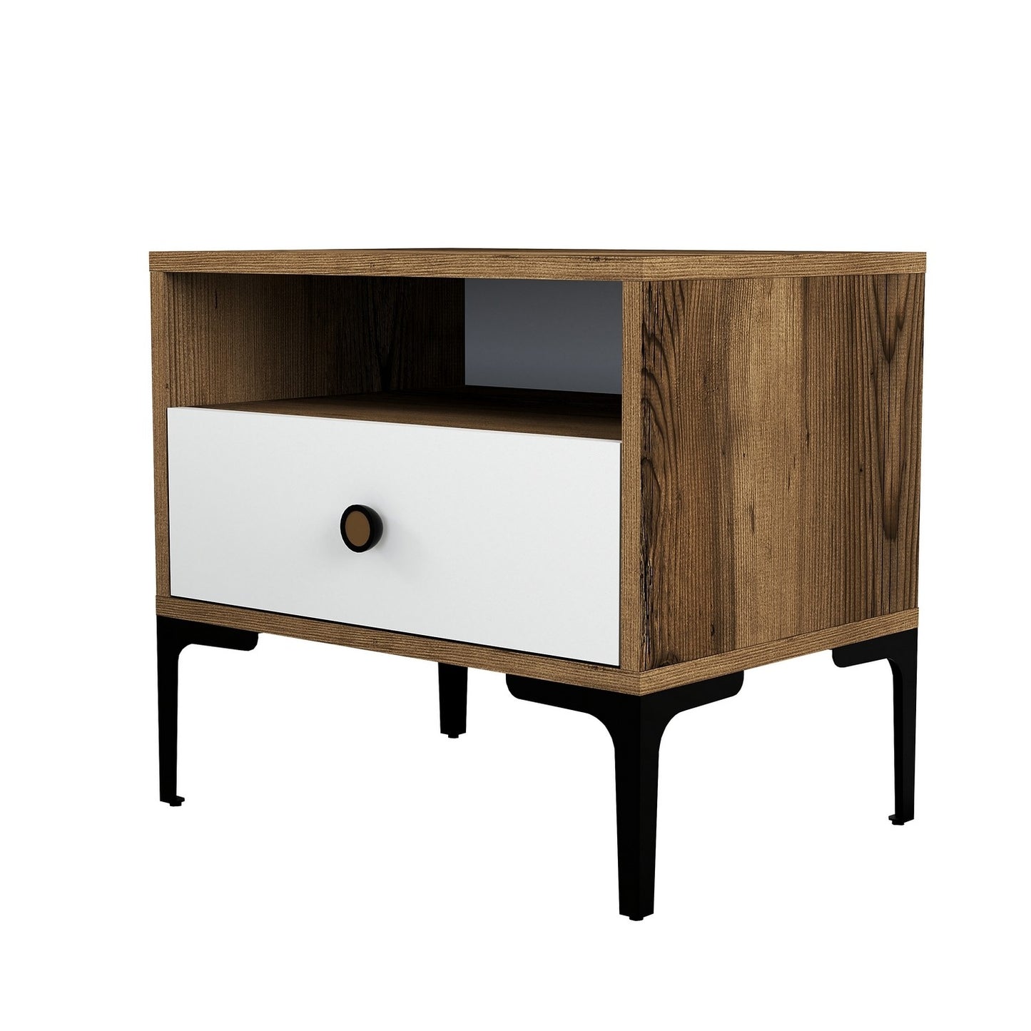Noćni ormarić, Lizbon 530 - Walnut, White