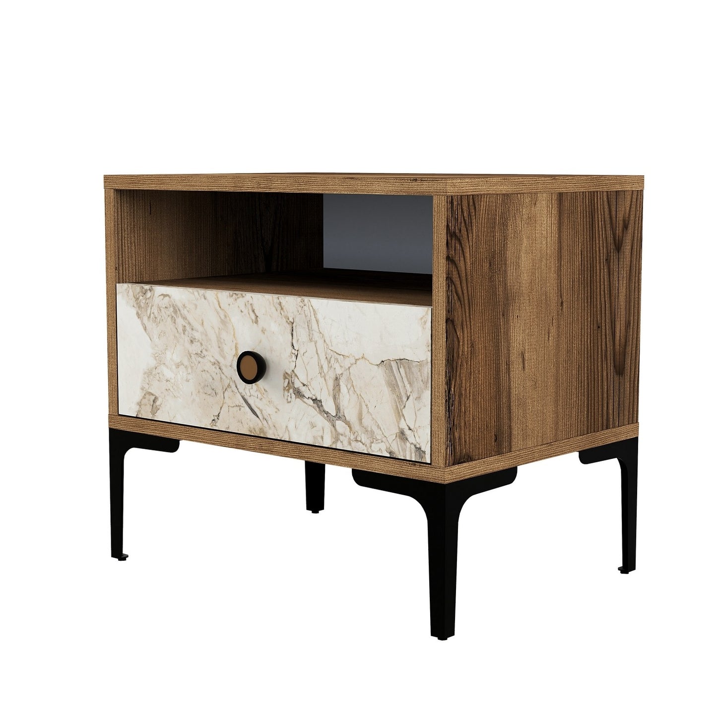 Noćni ormarić, Lizbon 531 - Walnut, White