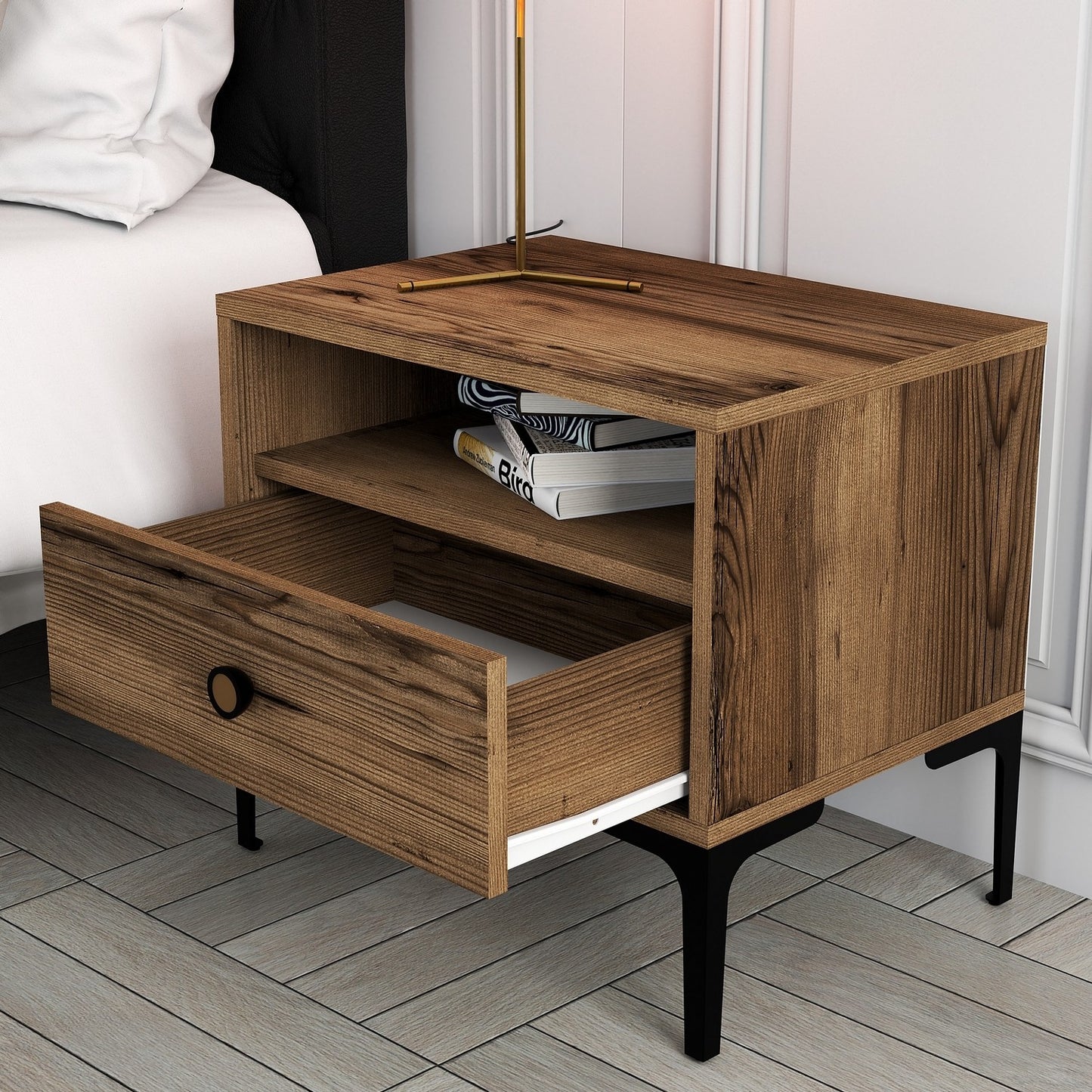 Noćni ormarić, Lizbon 532 - Walnut