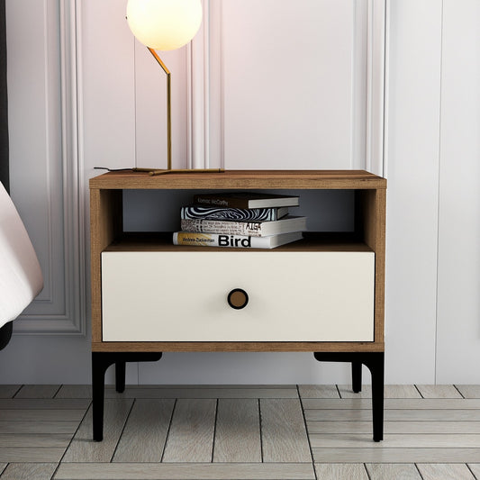 Noćni ormarić, Lizbon 533 - Walnut, Cream