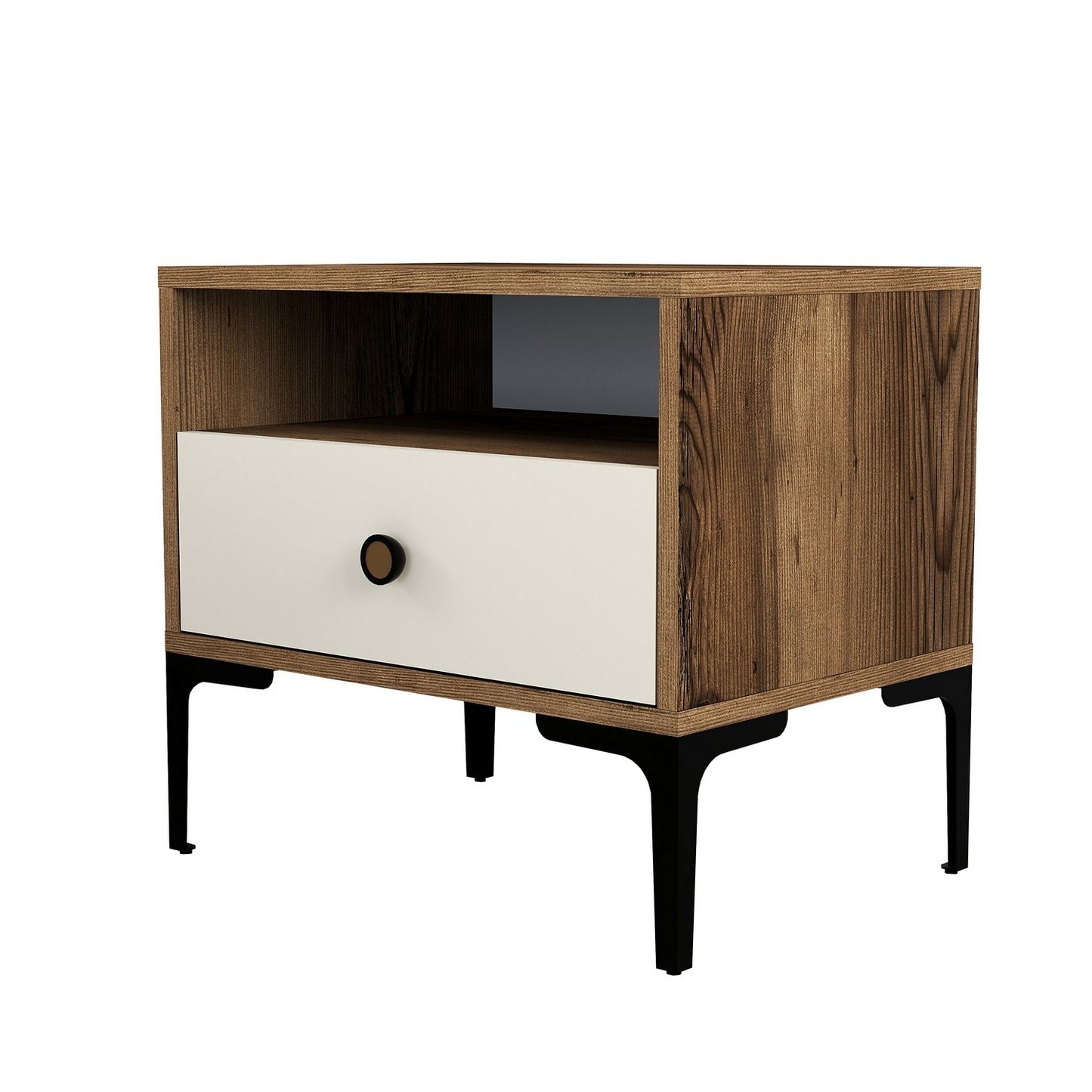 Noćni ormarić, Lizbon 533 - Walnut, Cream