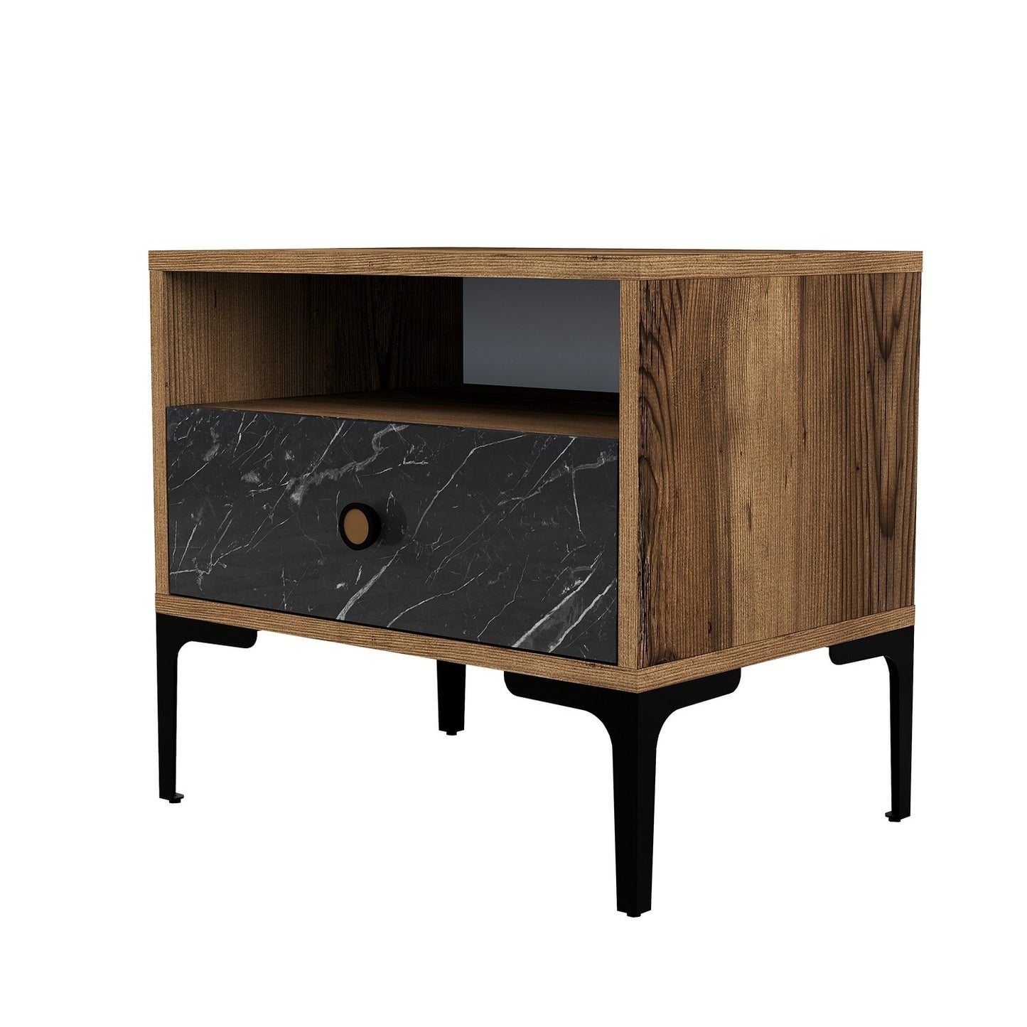 Noćni ormarić, Lizbon 534 - Walnut, Black