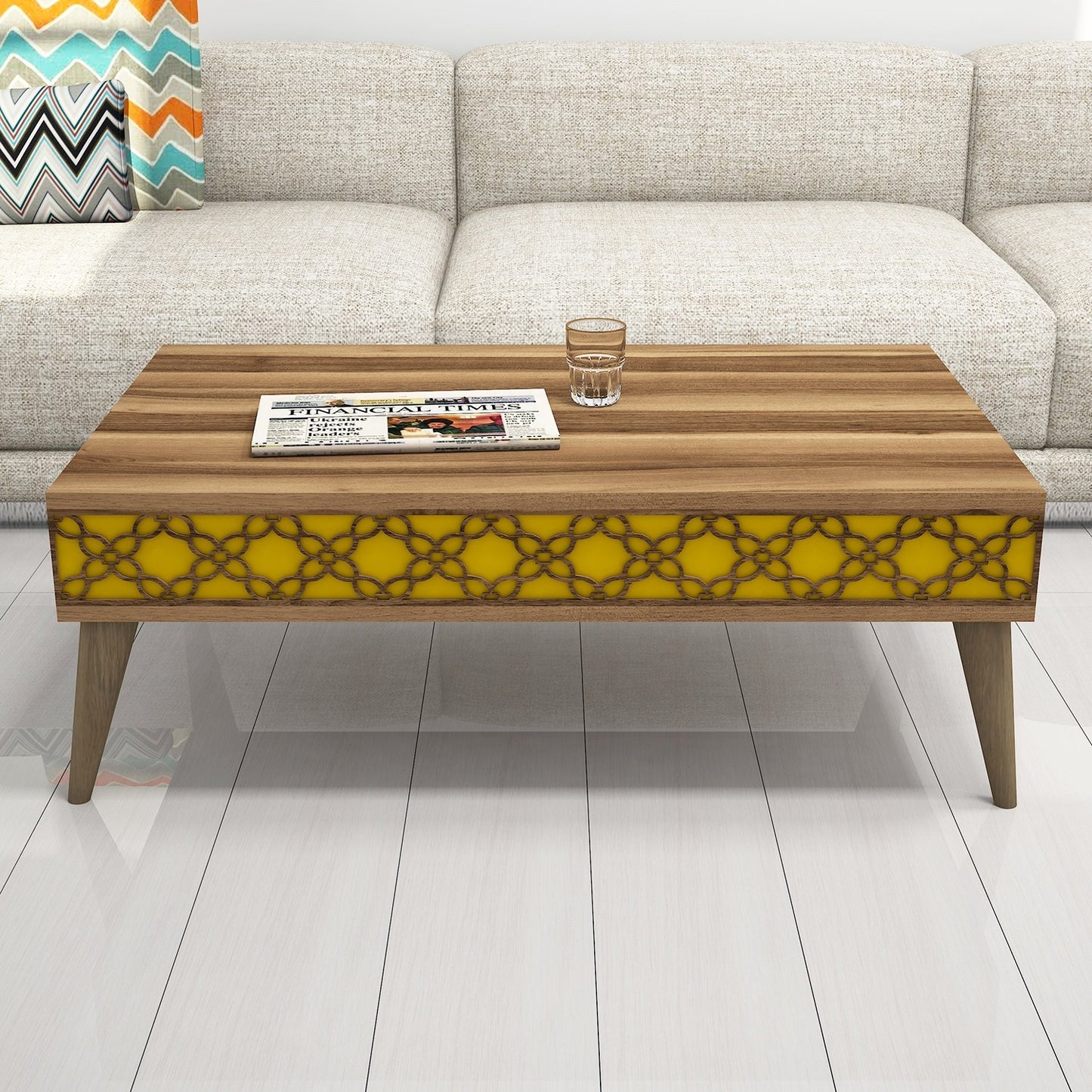 Stolić za kavu, City - Walnut, Yellow