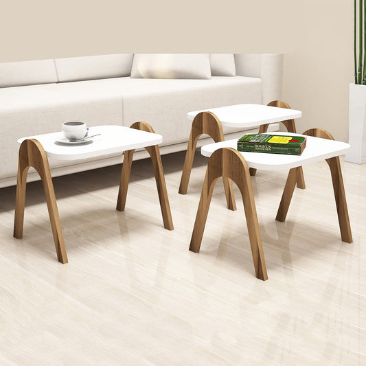 Stol (3 komada), Paris - Walnut, White