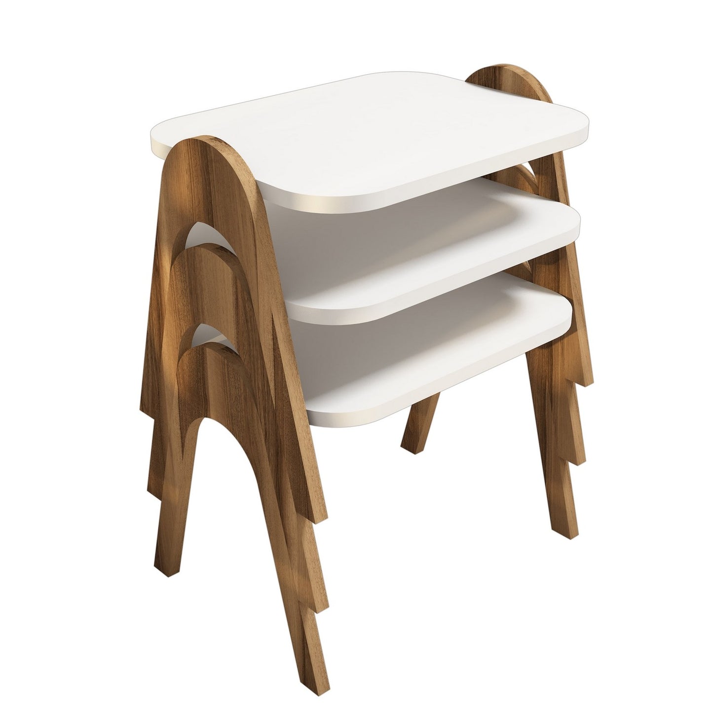 Stol (3 komada), Paris - Walnut, White