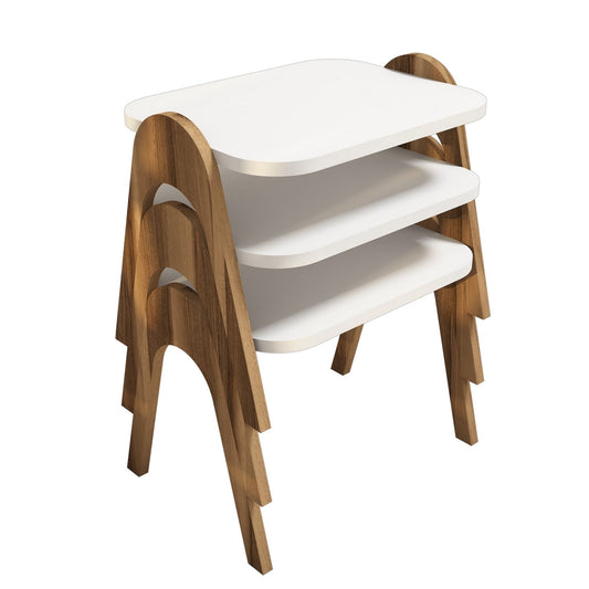 Stol (3 komada), Paris - Walnut, White