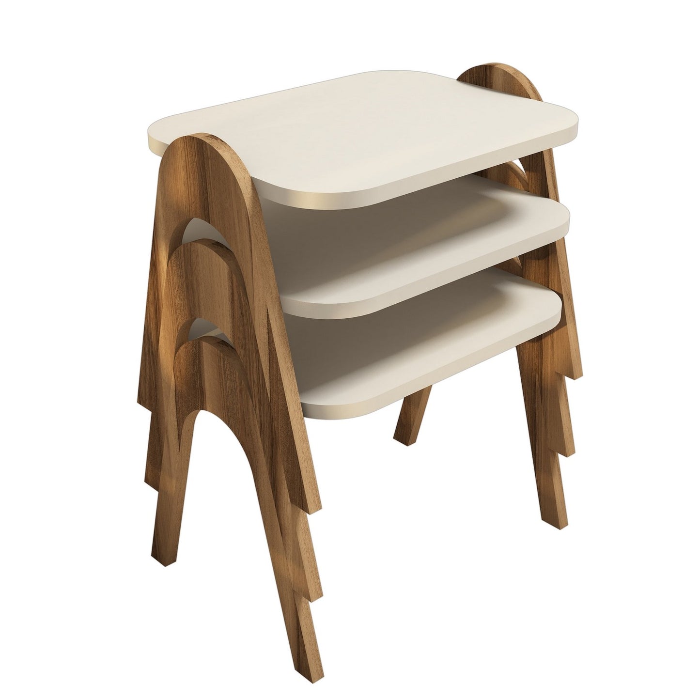 Stol (3 komada), Paris - Walnut, Cream