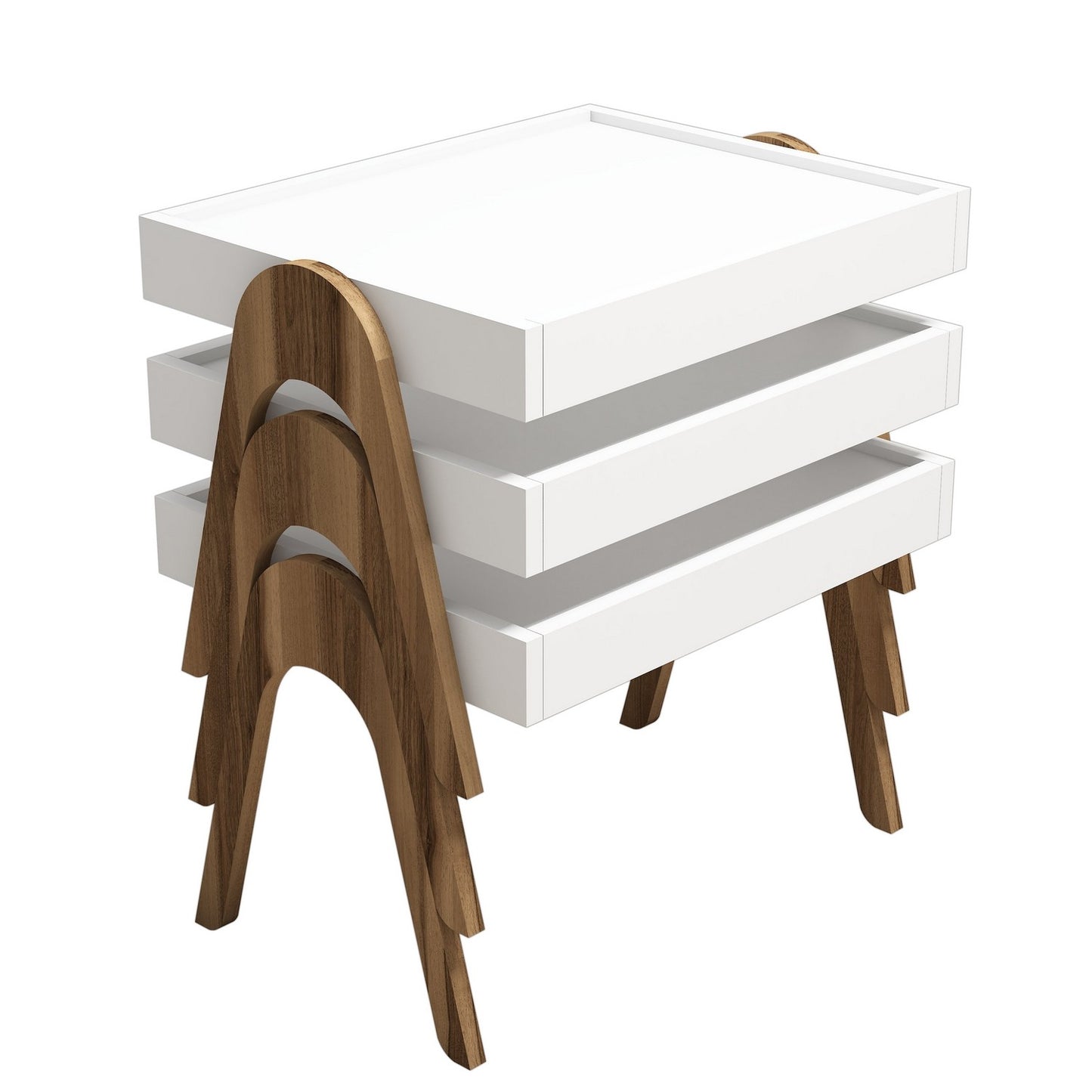 Set stolića ROMA WHITE, Roma - Walnut, White