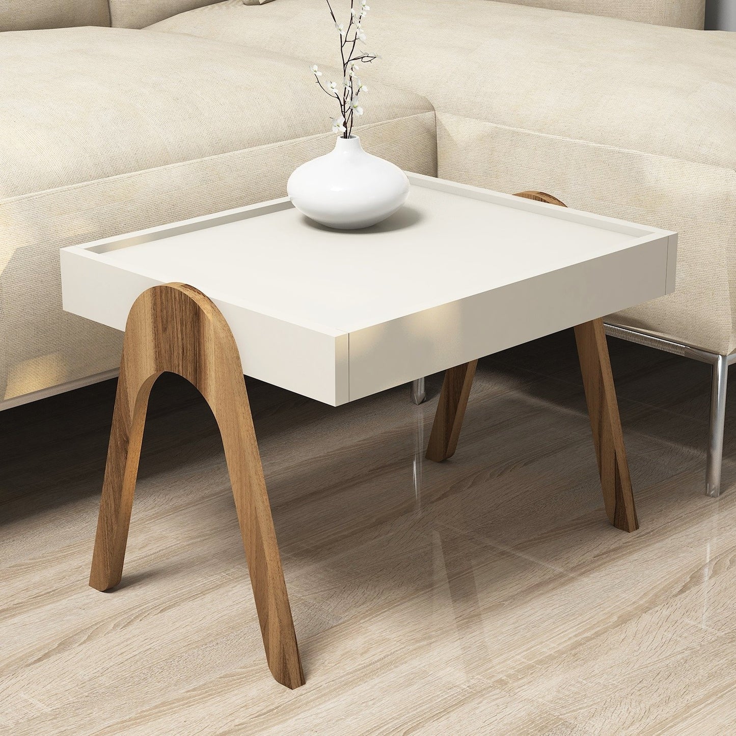 Stol (3 komada), Roma - Walnut, Cream