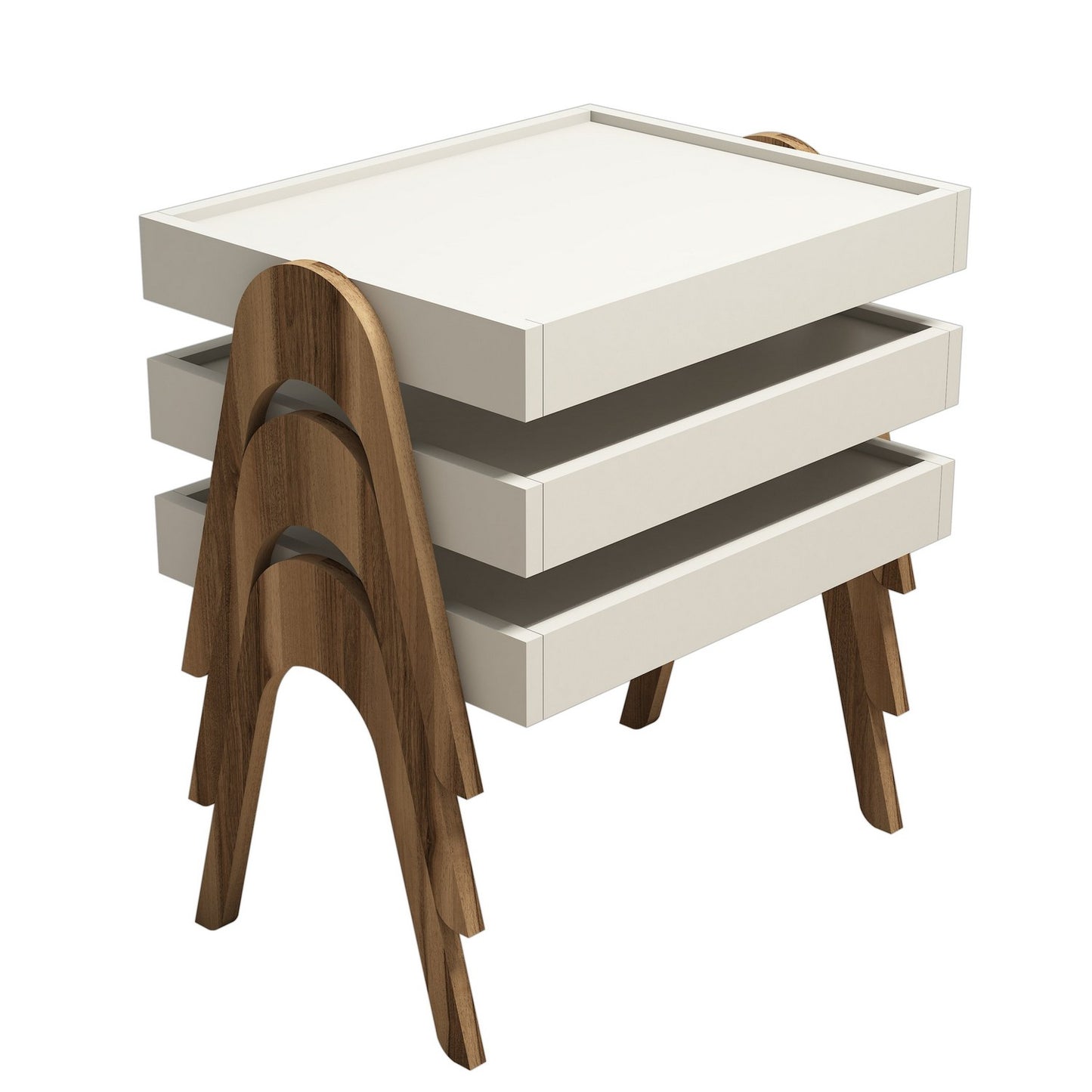 Stol (3 komada), Roma - Walnut, Cream