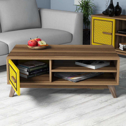 Stolić za kavu, Ayla - Walnut, Yellow