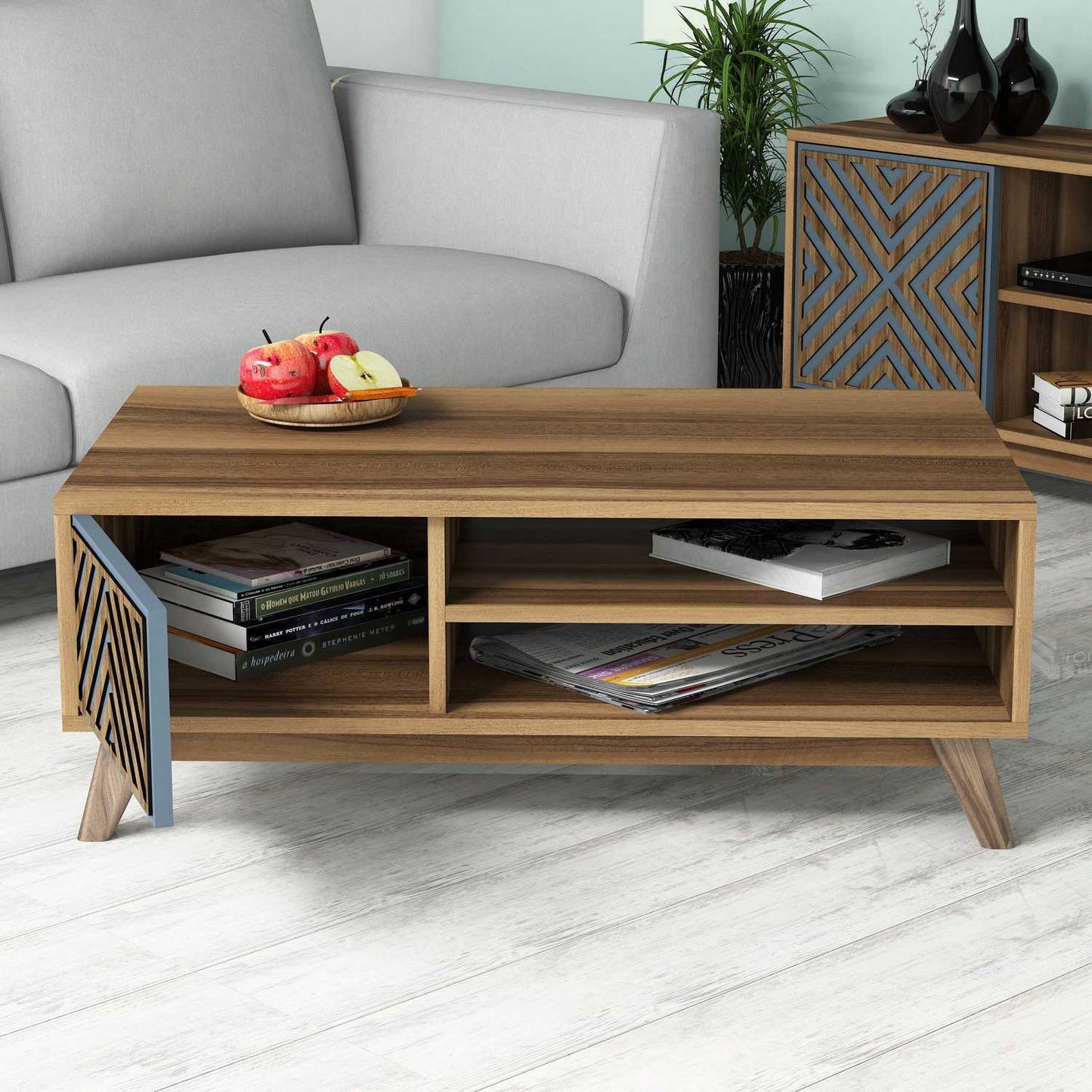 Stolić za kavu, İnci - Walnut, Blue