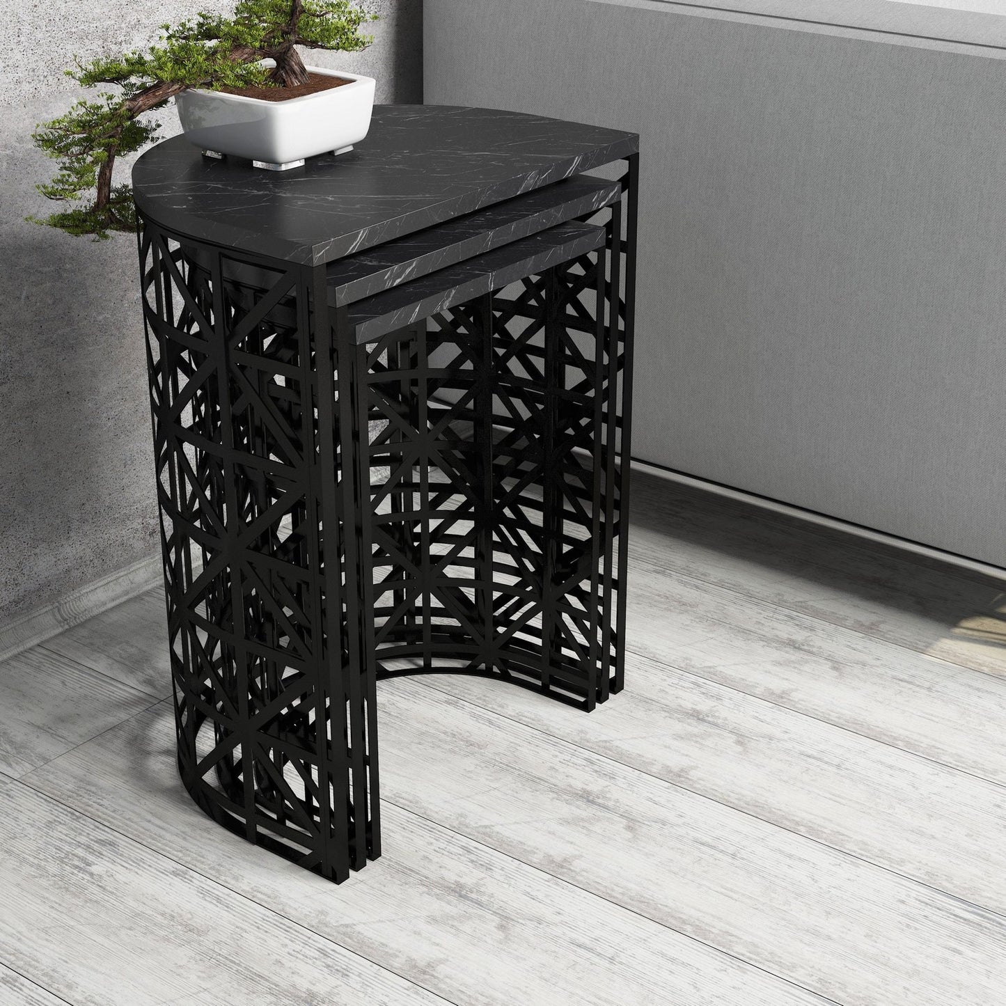 Stol (3 komada), Stil - Black Marble