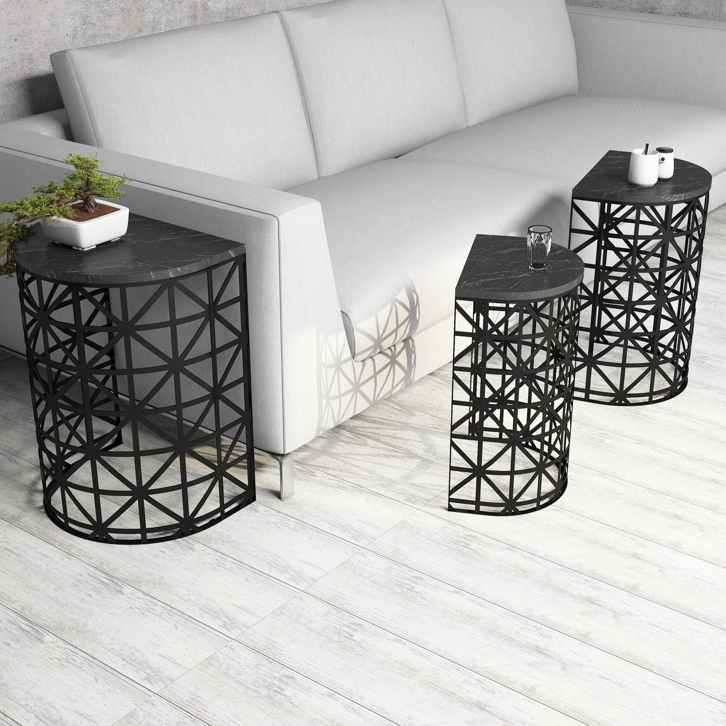 Stol (3 komada), Stil - Black Marble