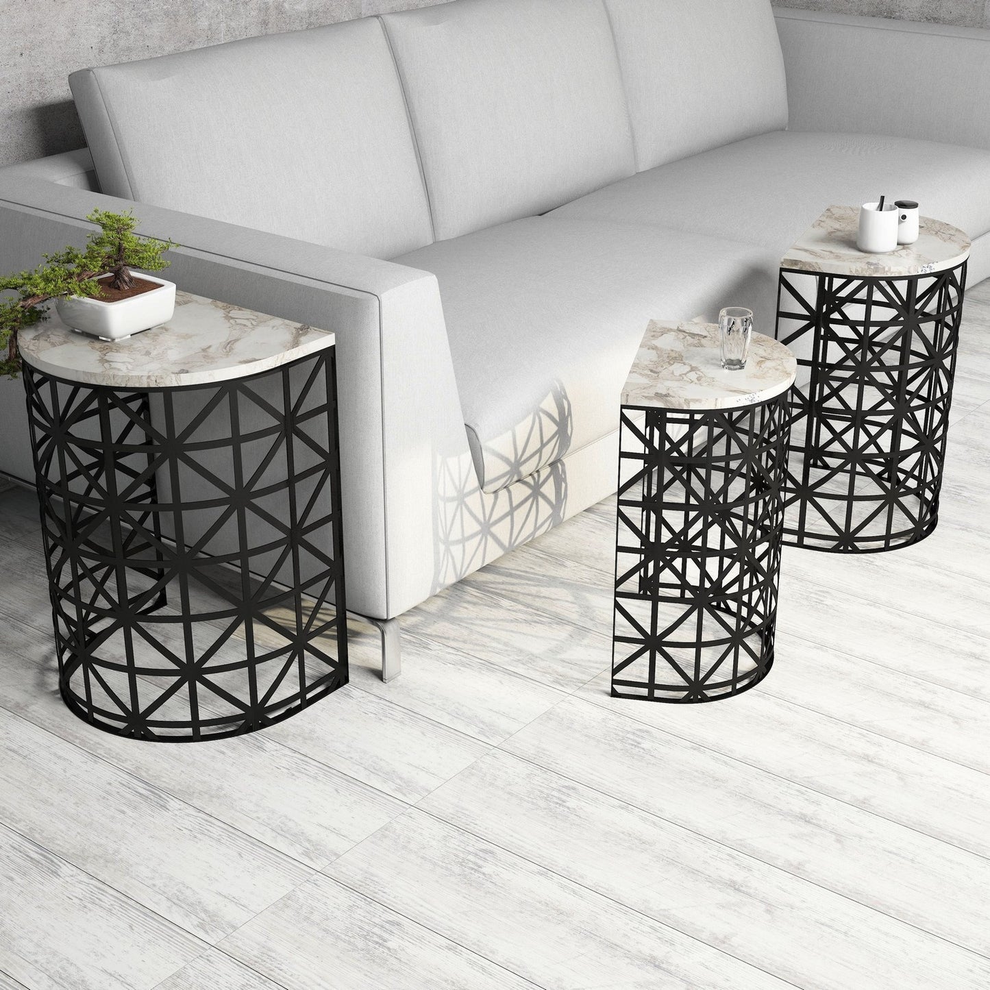 Stol (3 komada), Stil - White Marble