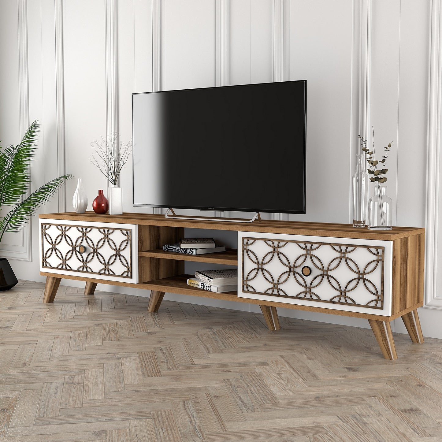 Stalak za televizor, Class - Walnut, White