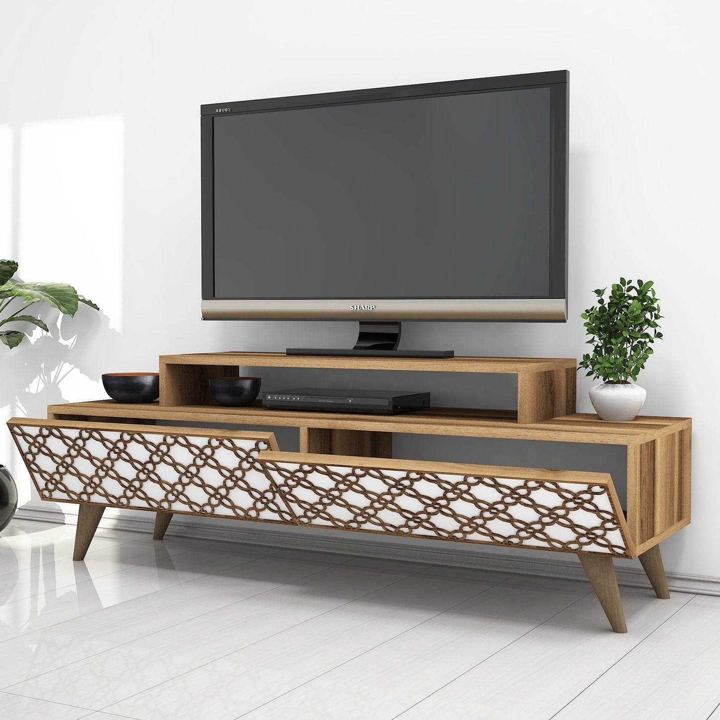 Stalak za televizor, City - Walnut, White