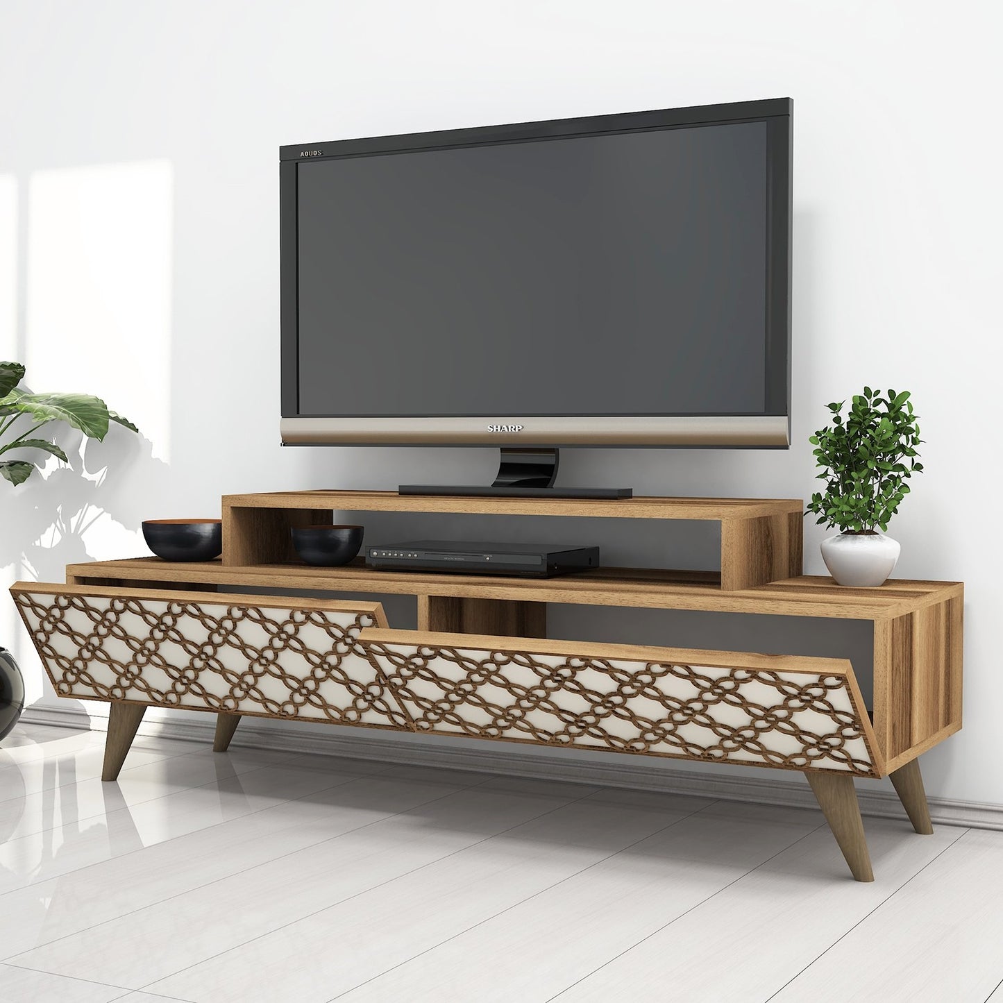 Stalak za televizor, City - Walnut, Cream