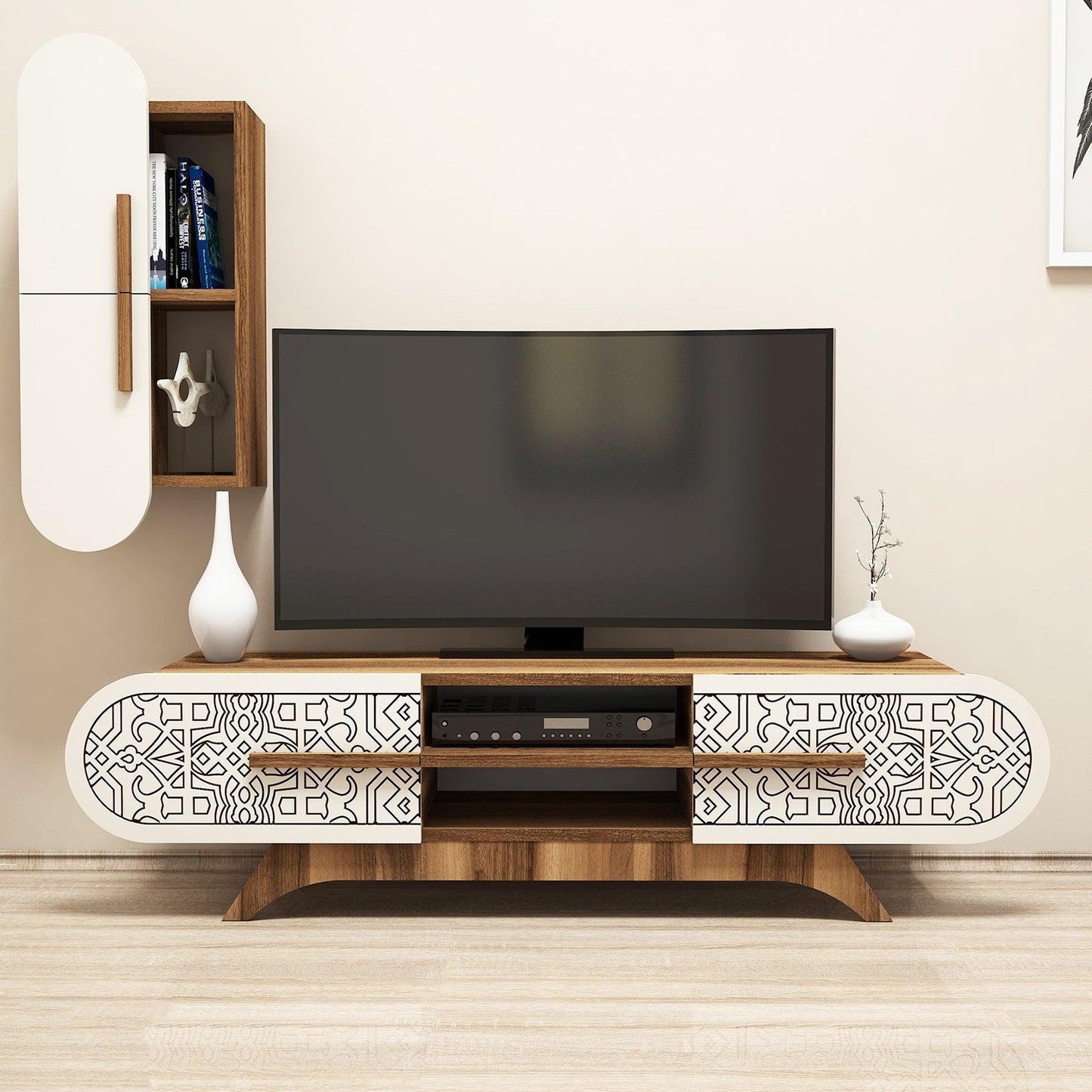 TV jedinica, Defne - Walnut, Cream