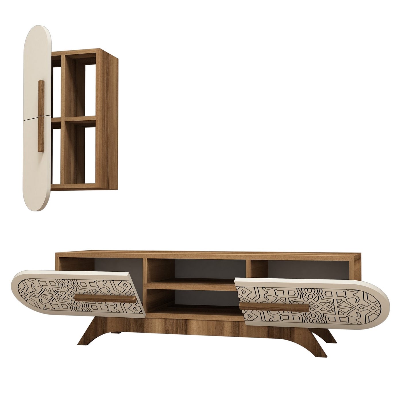 TV jedinica, Defne - Walnut, Cream