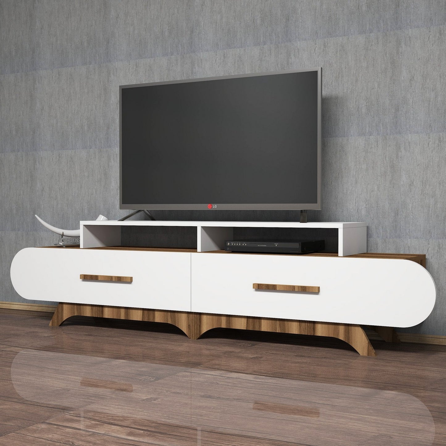 Stalak za televizor, Flora - Walnut, White