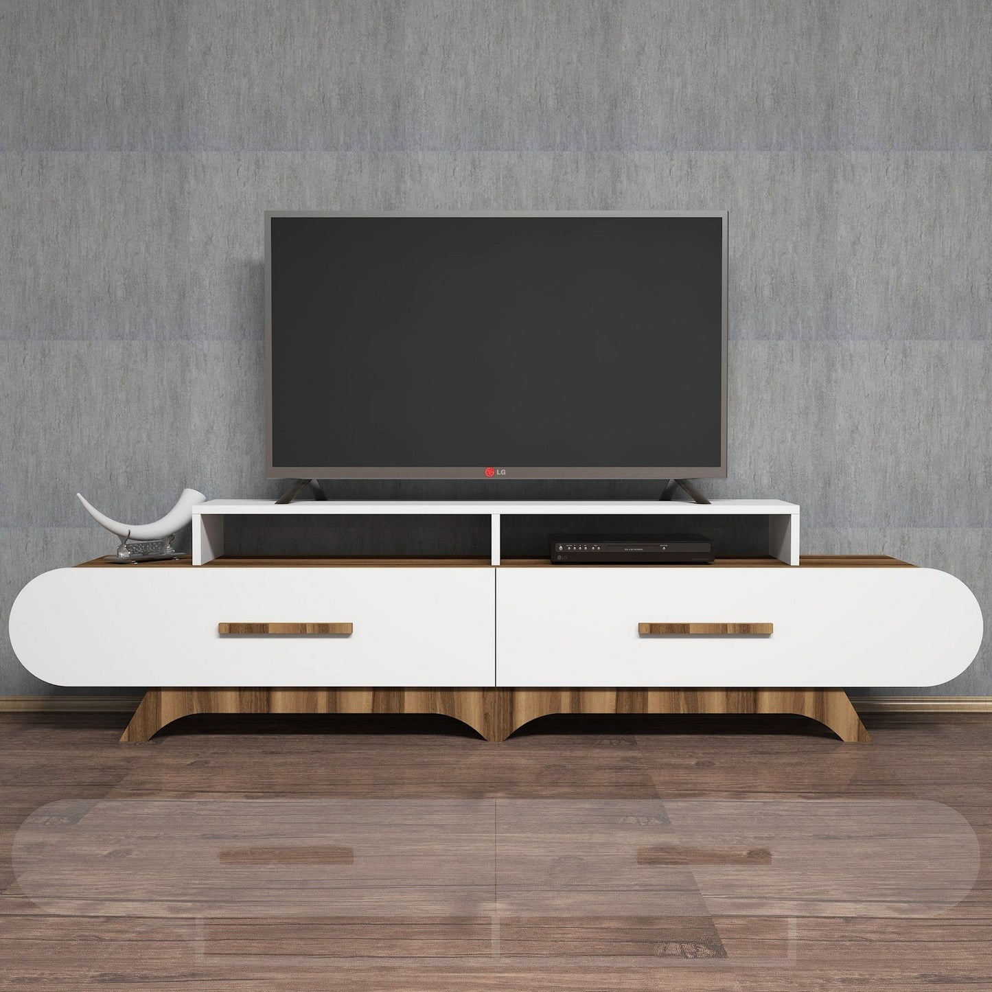 Stalak za televizor, Flora - Walnut, White