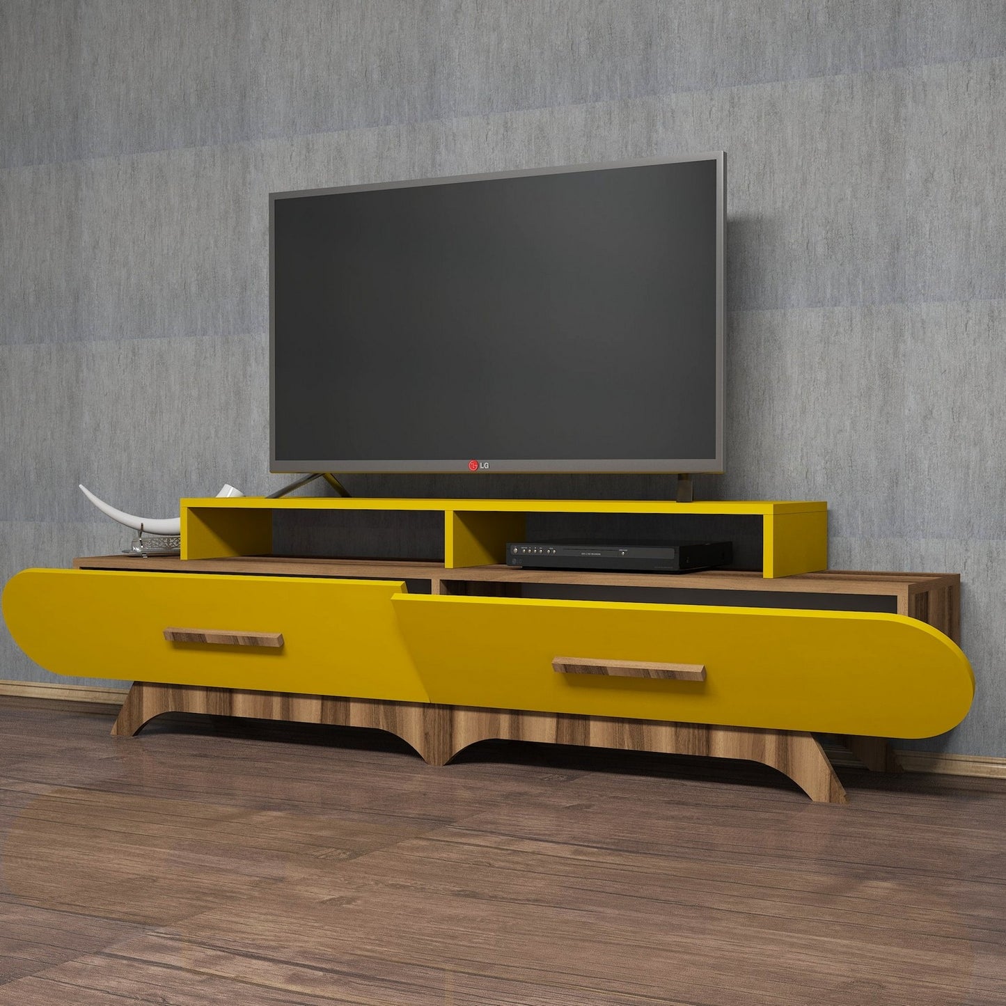 Stalak za televizor, Flora - Walnut, Yellow