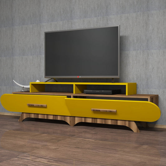 Stalak za televizor, Flora - Walnut, Yellow