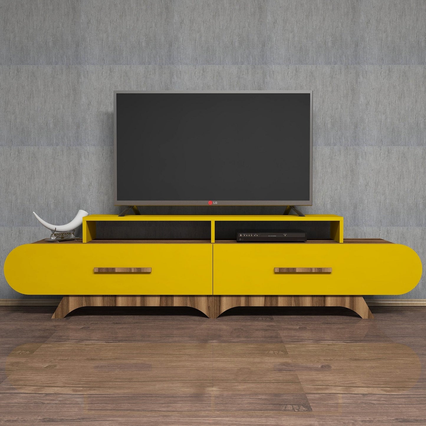 Stalak za televizor, Flora - Walnut, Yellow