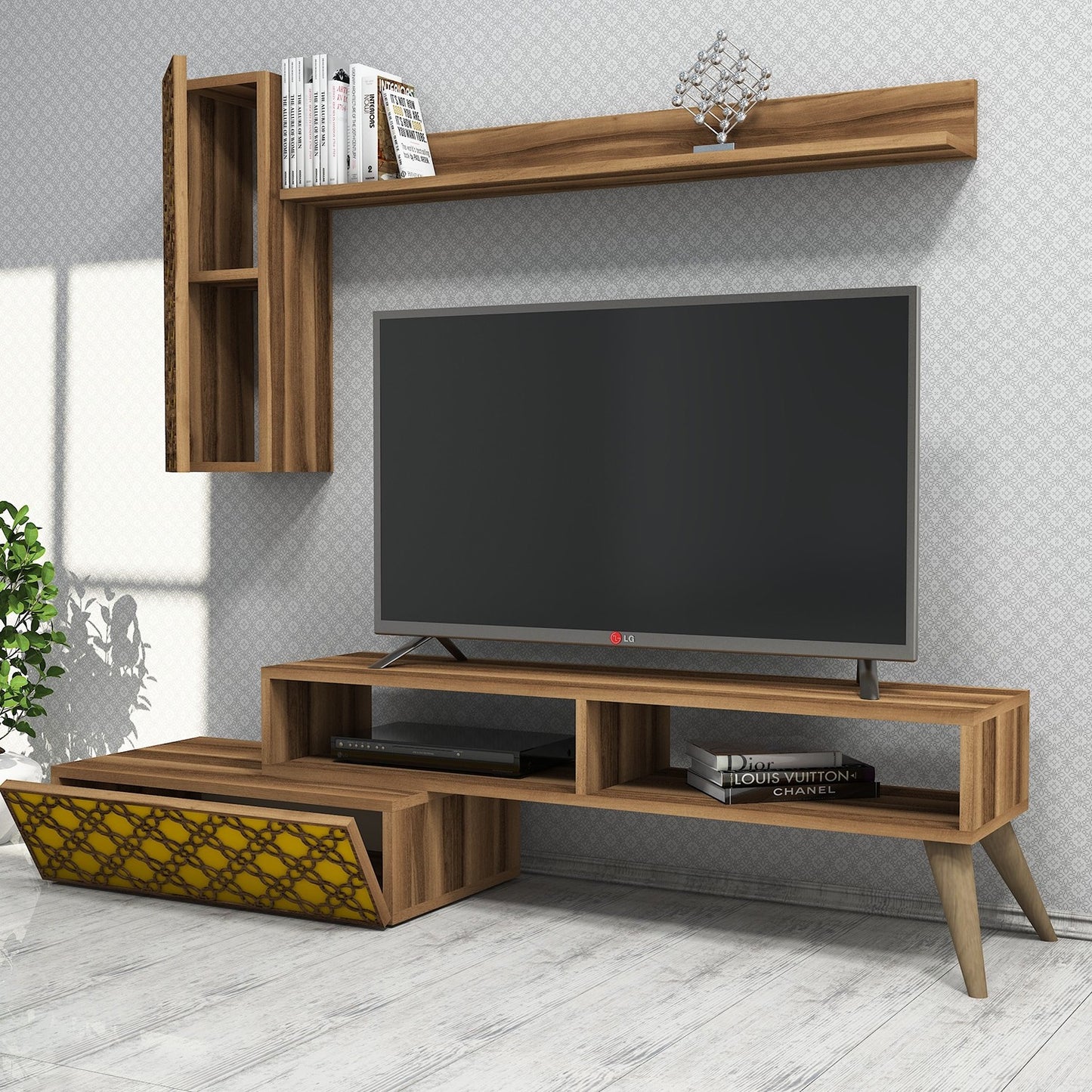 TV jedinica, Planet - Walnut, Yellow