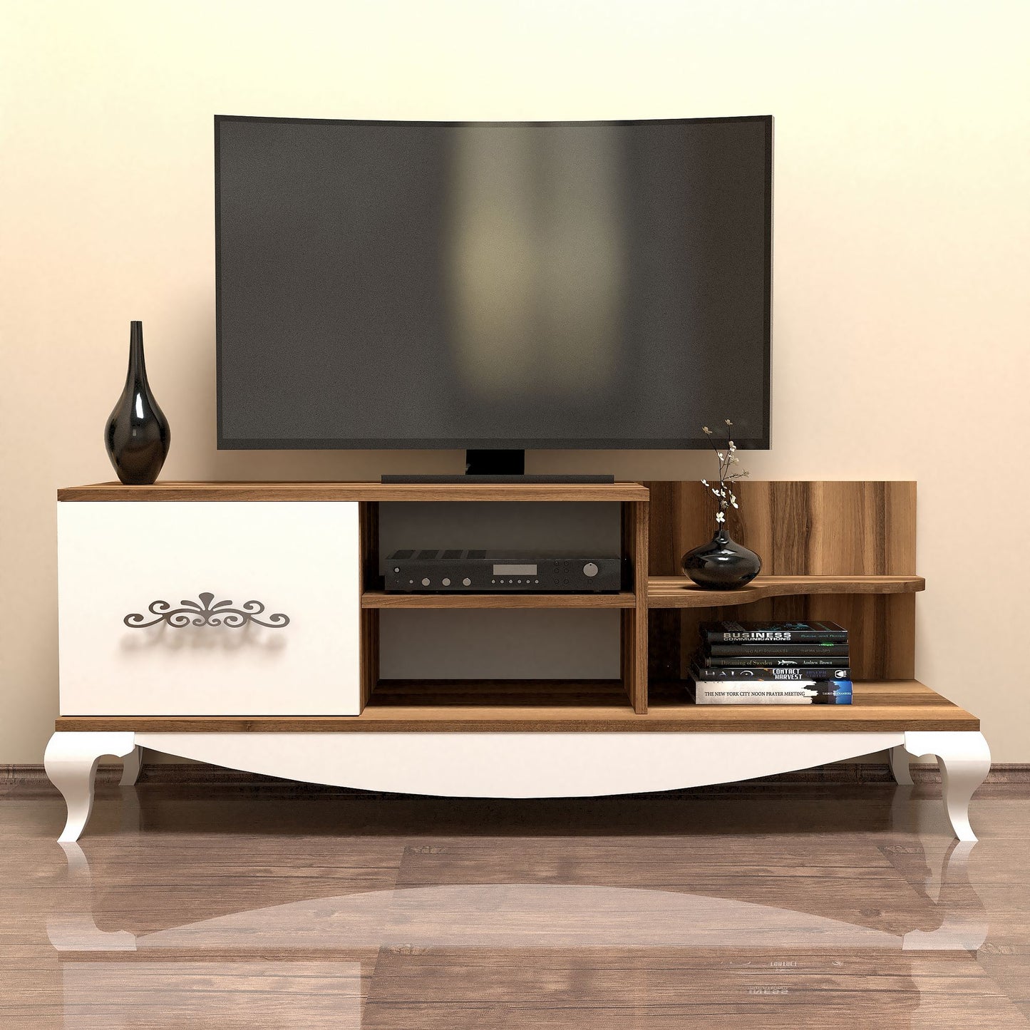 Stalak za televizor, Sultan - Walnut, White