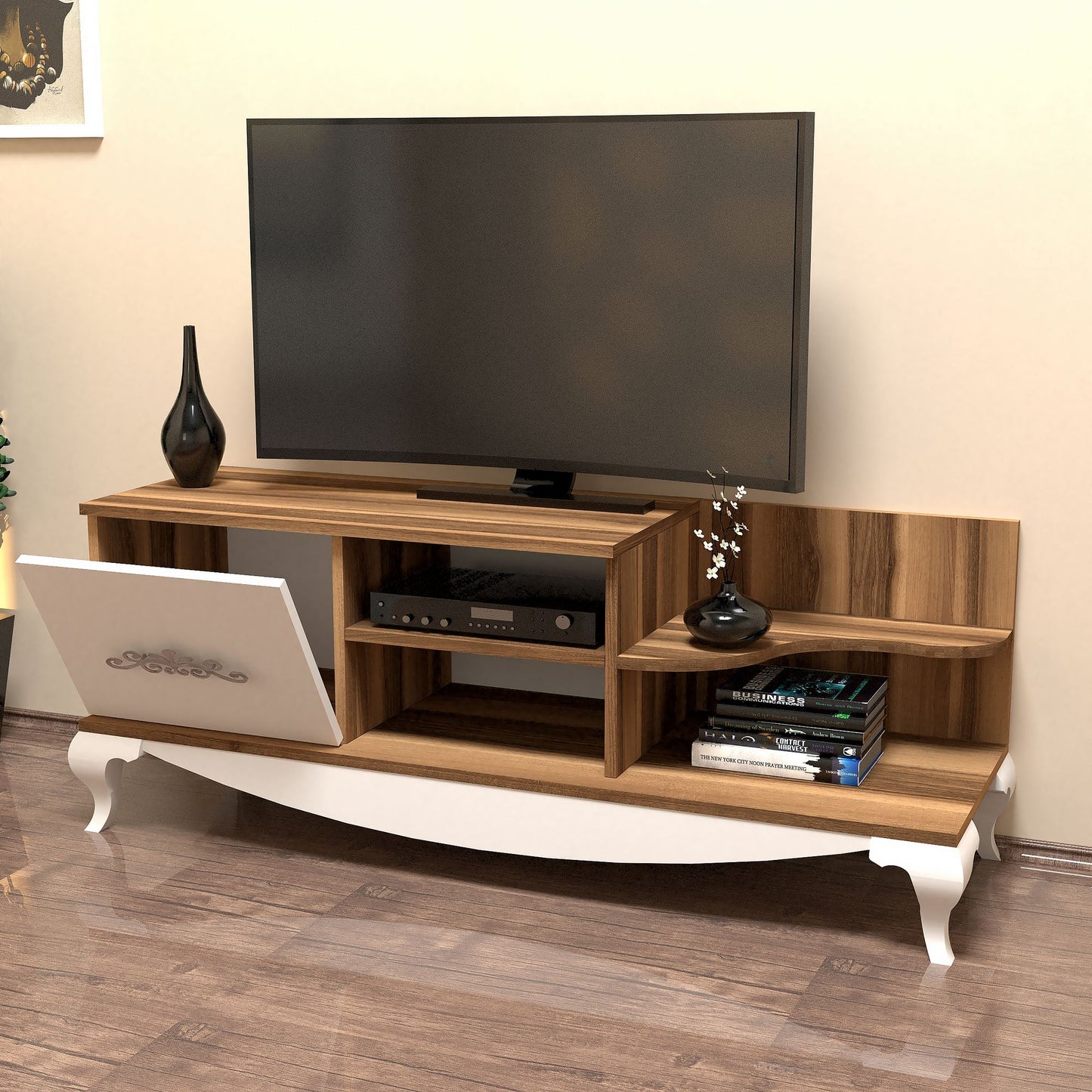 Stalak za televizor, Sultan - Walnut, White