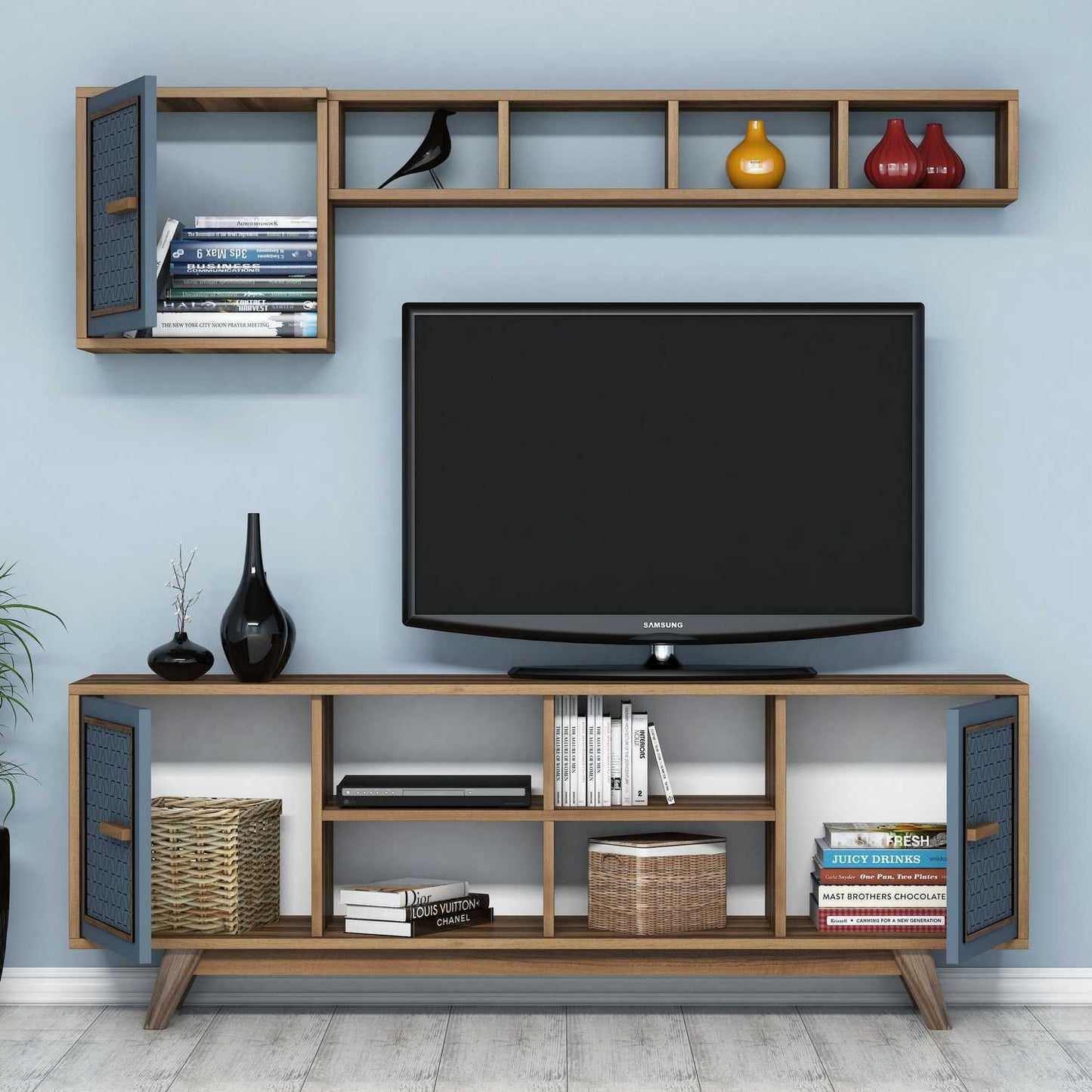 TV jedinica, Ayla - Walnut, Blue