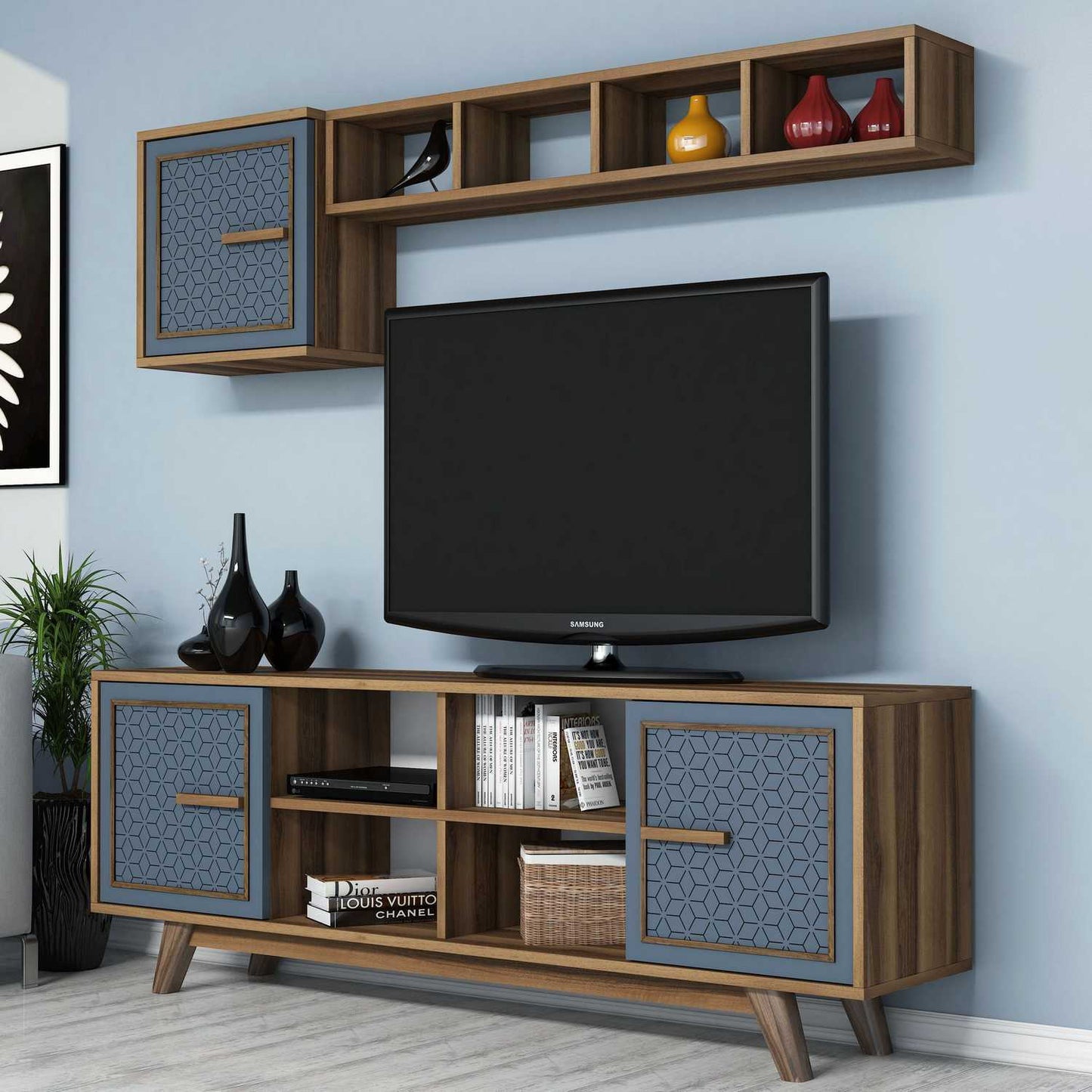 TV jedinica, Ayla - Walnut, Blue