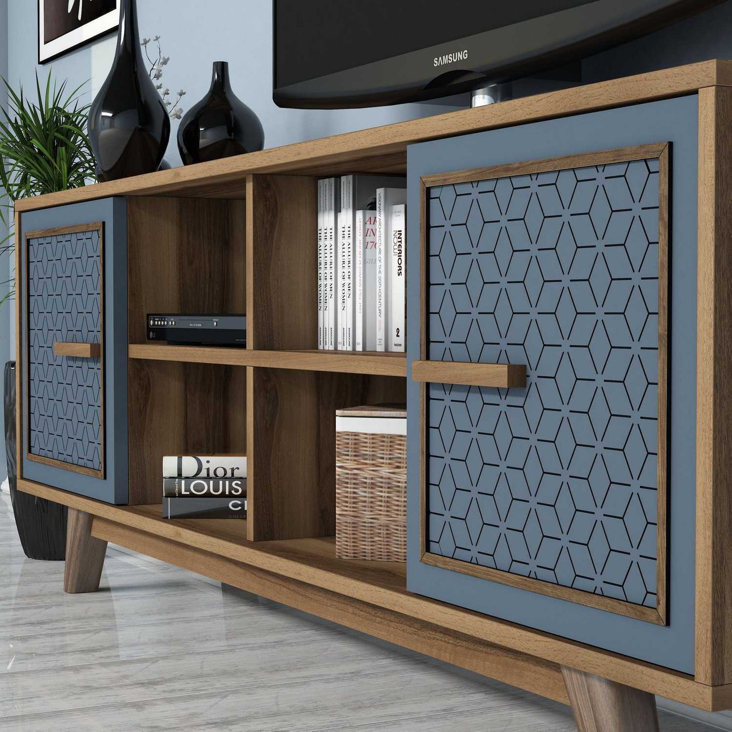 TV jedinica, Ayla - Walnut, Blue