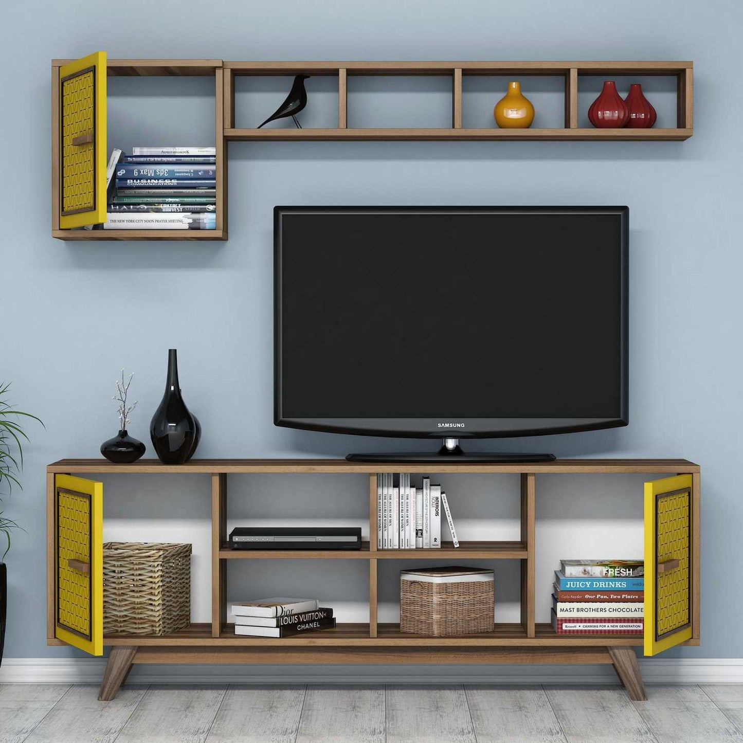 TV jedinica, Ayla - Walnut, Yellow