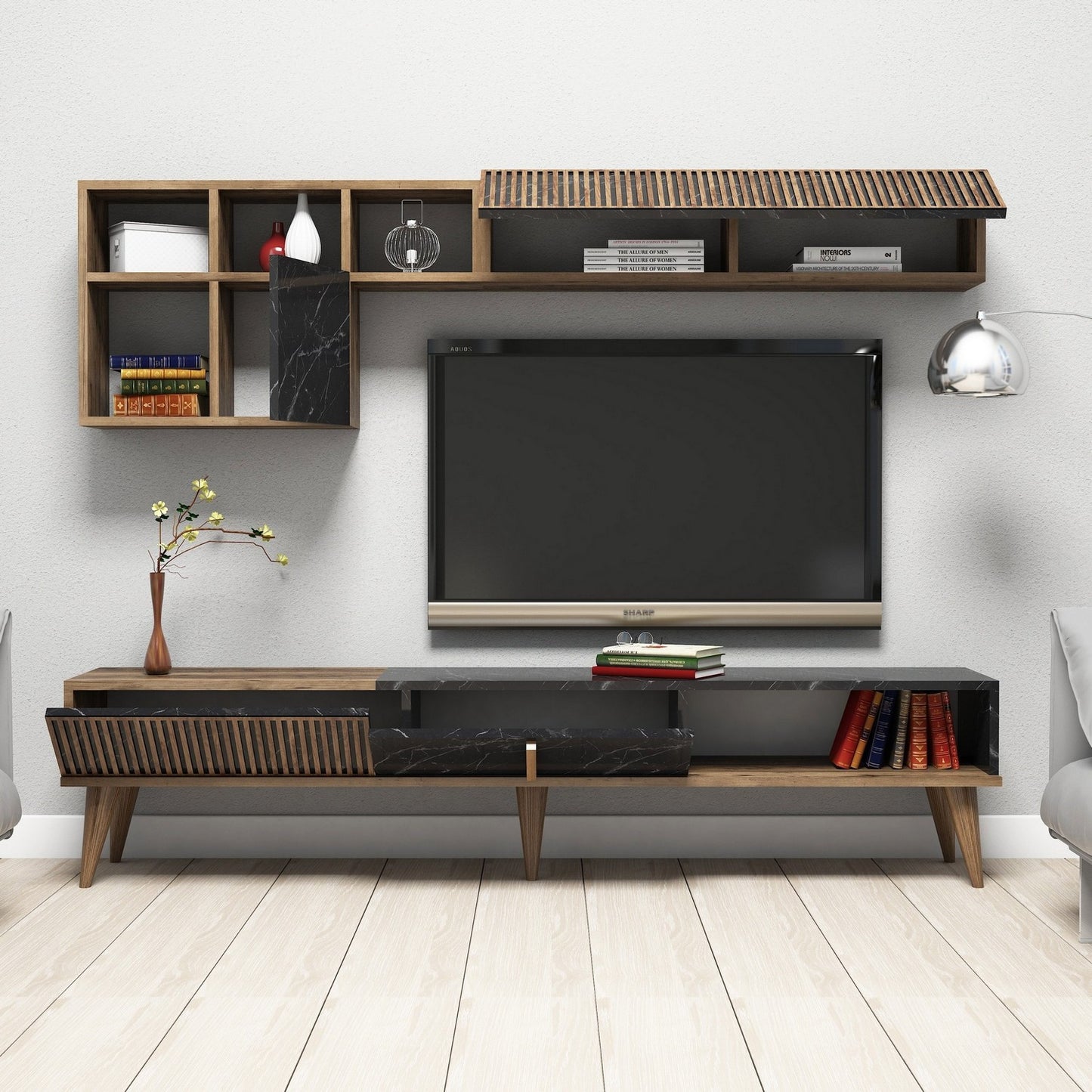 TV jedinica, Milan - Walnut, Black