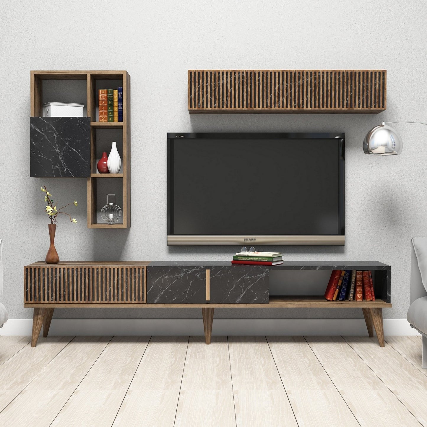 TV jedinica, Milan - Walnut, Black