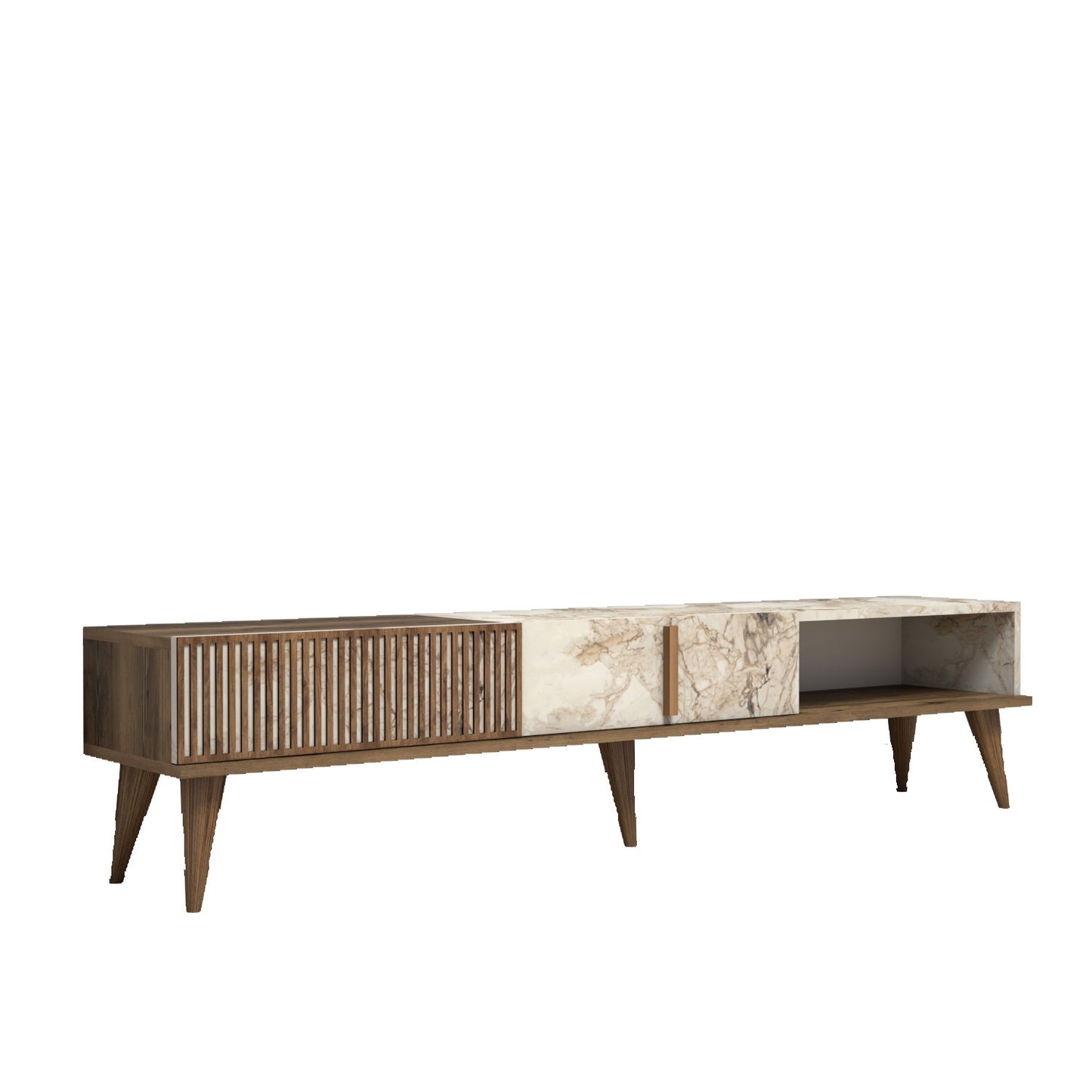 Stalak za televizor, Milan - Walnut, White Marble