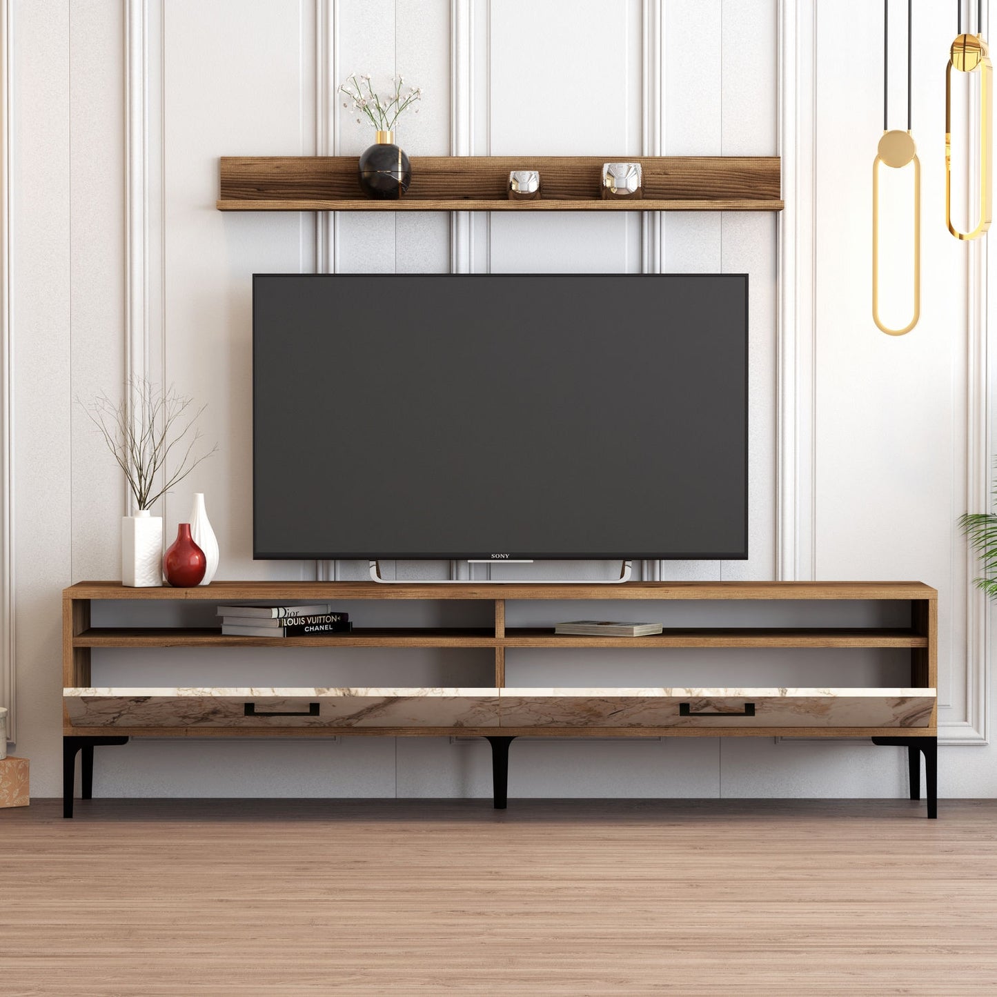 TV jedinica, Istanbul - Walnut, White Marble