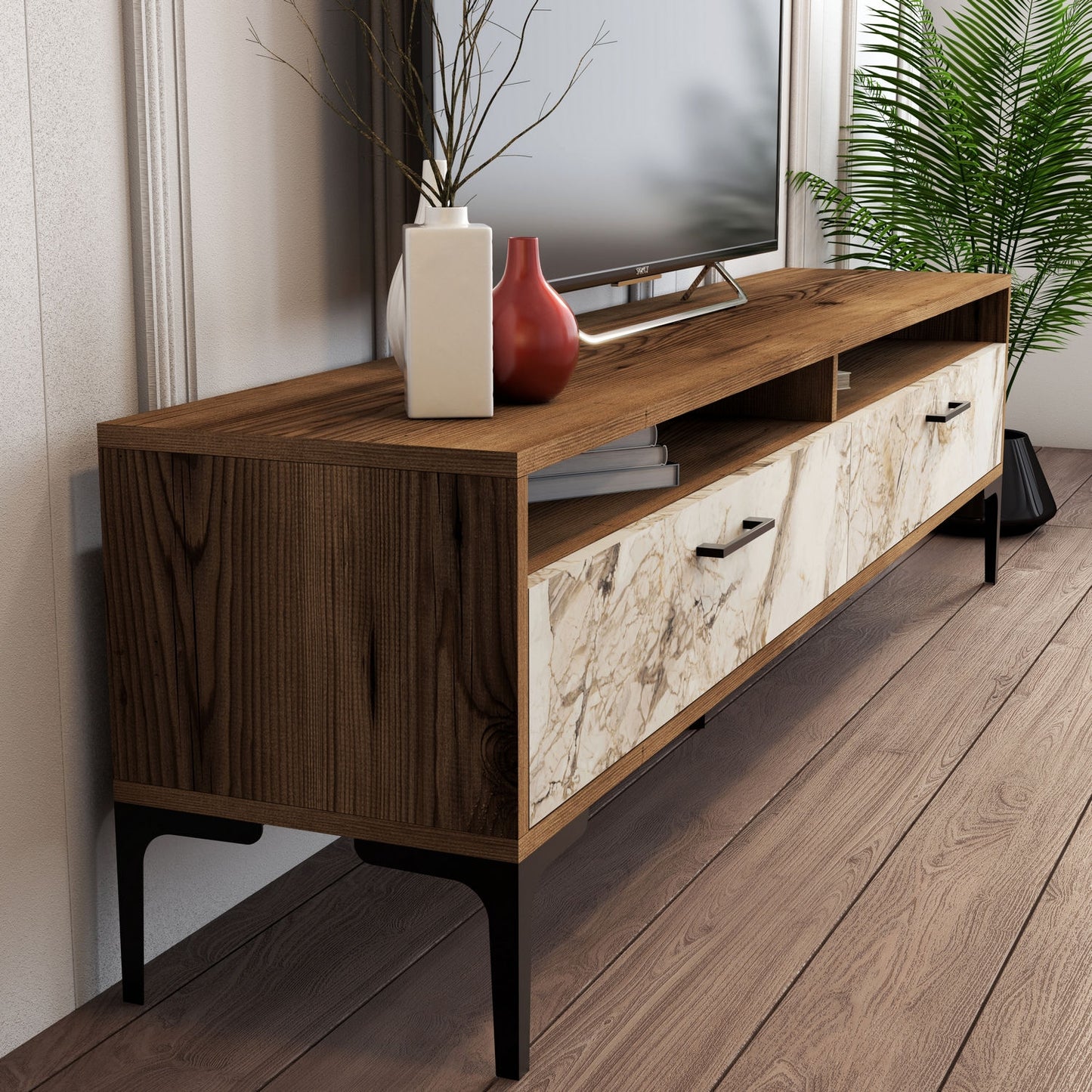 TV jedinica, Istanbul - Walnut, White Marble