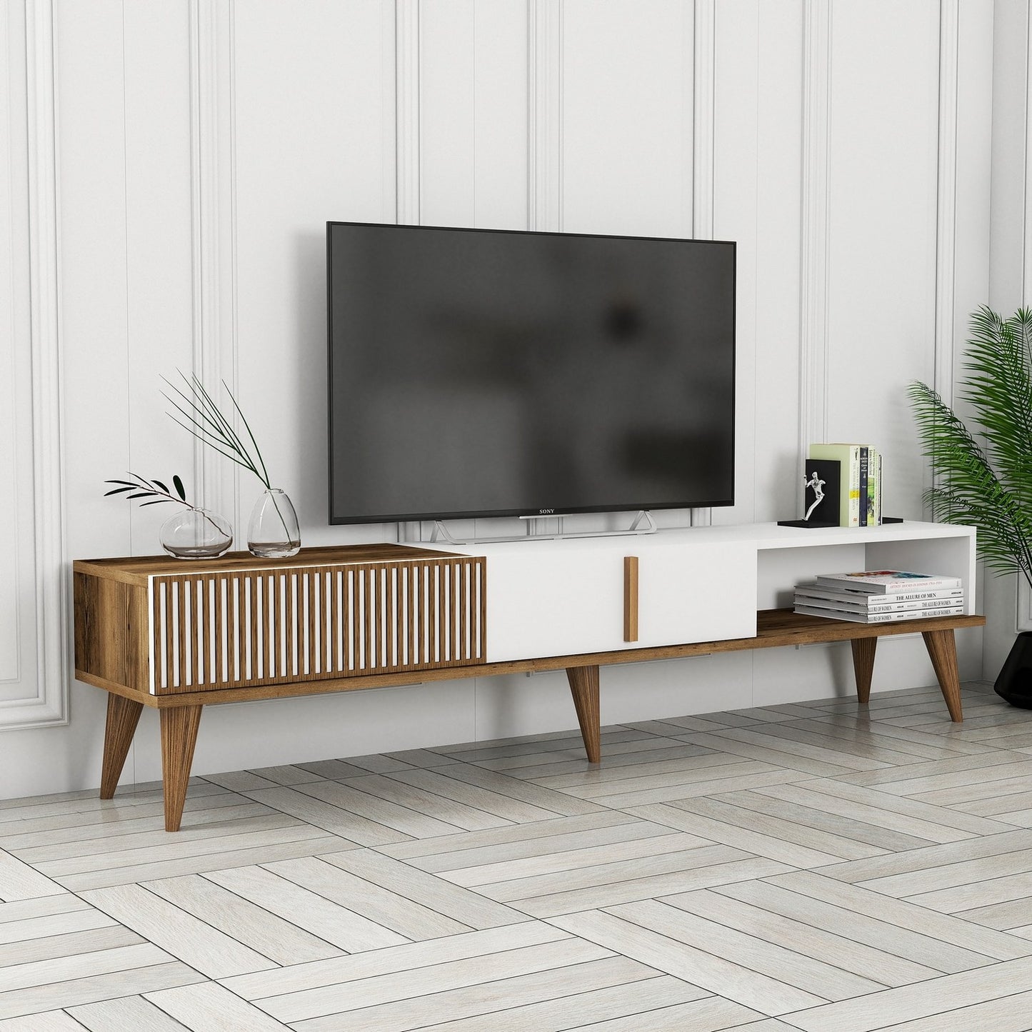 Stalak za televizor, Milan Alt - Walnut, White