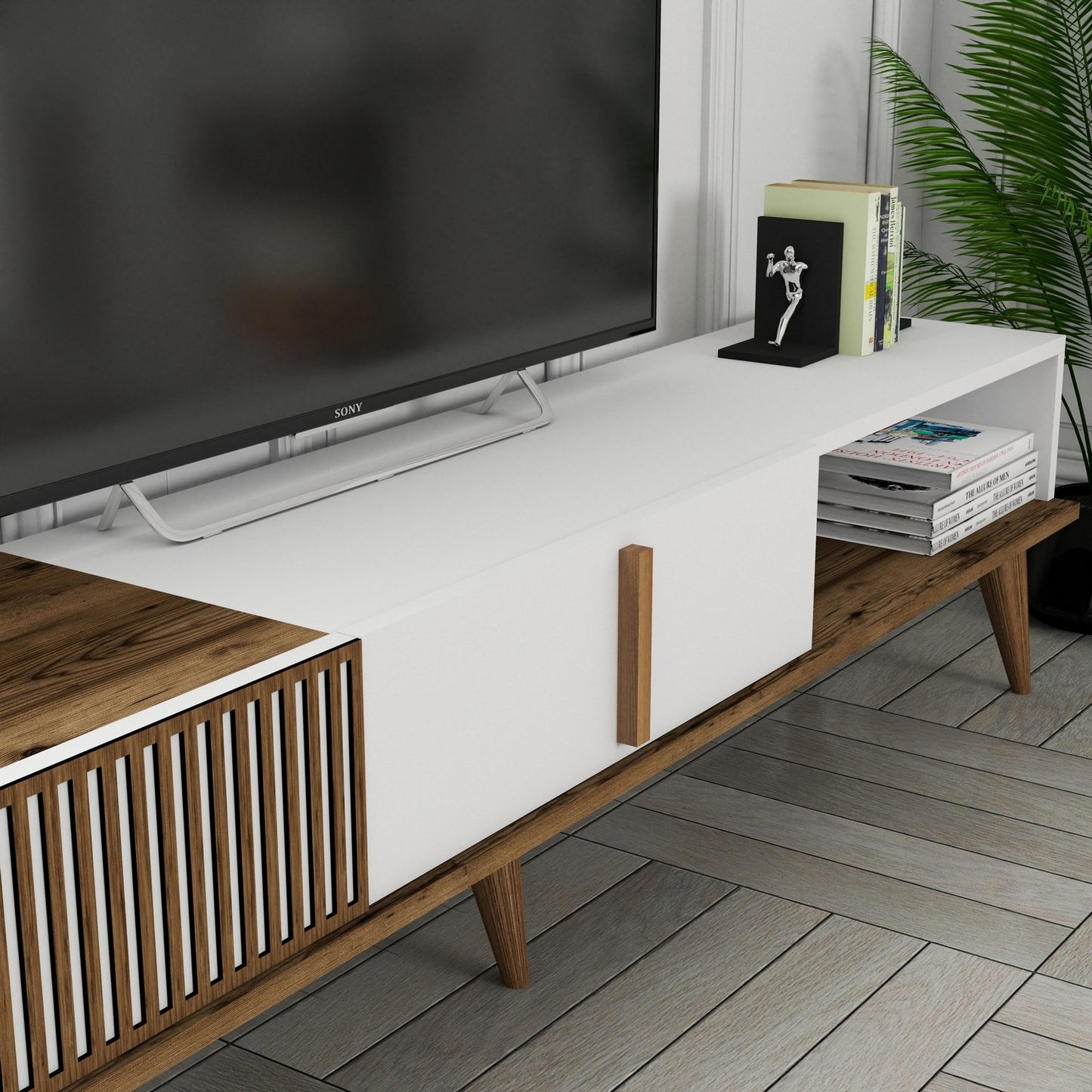 Stalak za televizor, Milan Alt - Walnut, White