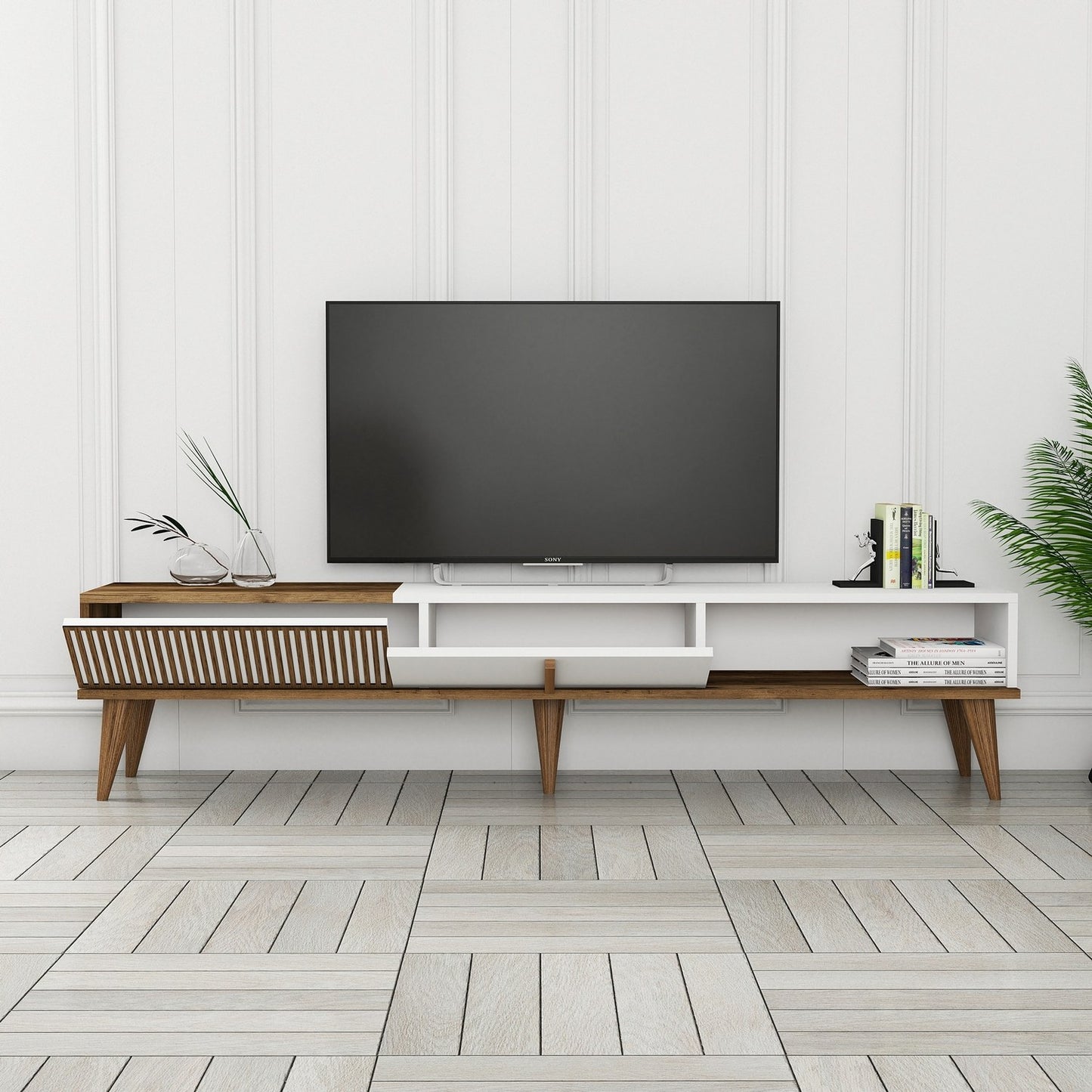 Stalak za televizor, Milan Alt - Walnut, White