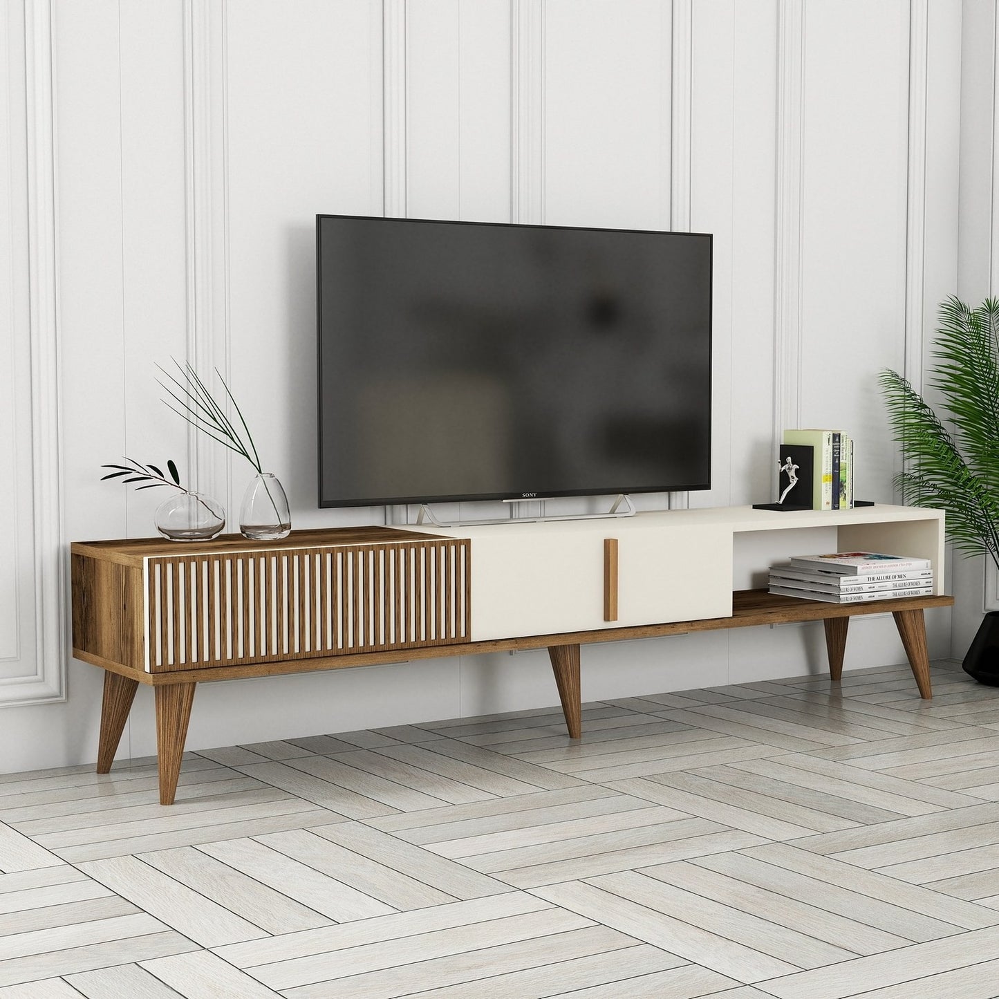 Stalak za televizor, Milan Alt - Walnut, Cream