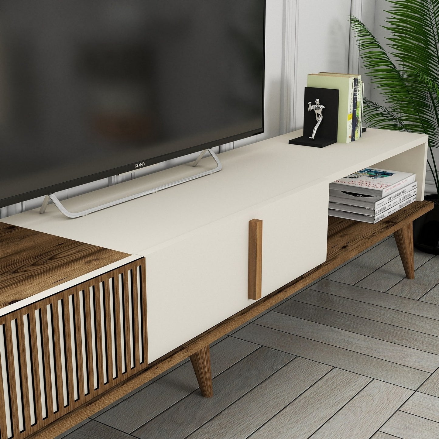 Stalak za televizor, Milan Alt - Walnut, Cream