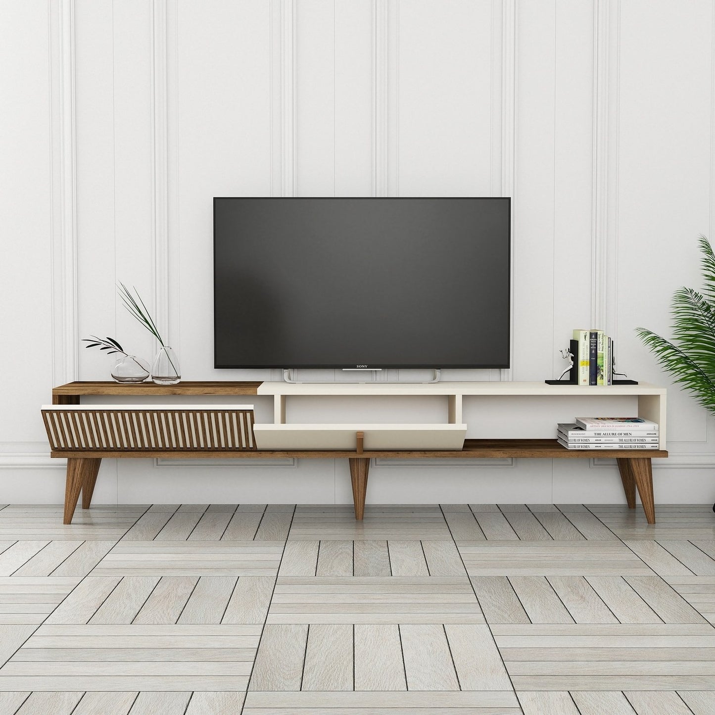 Stalak za televizor, Milan Alt - Walnut, Cream