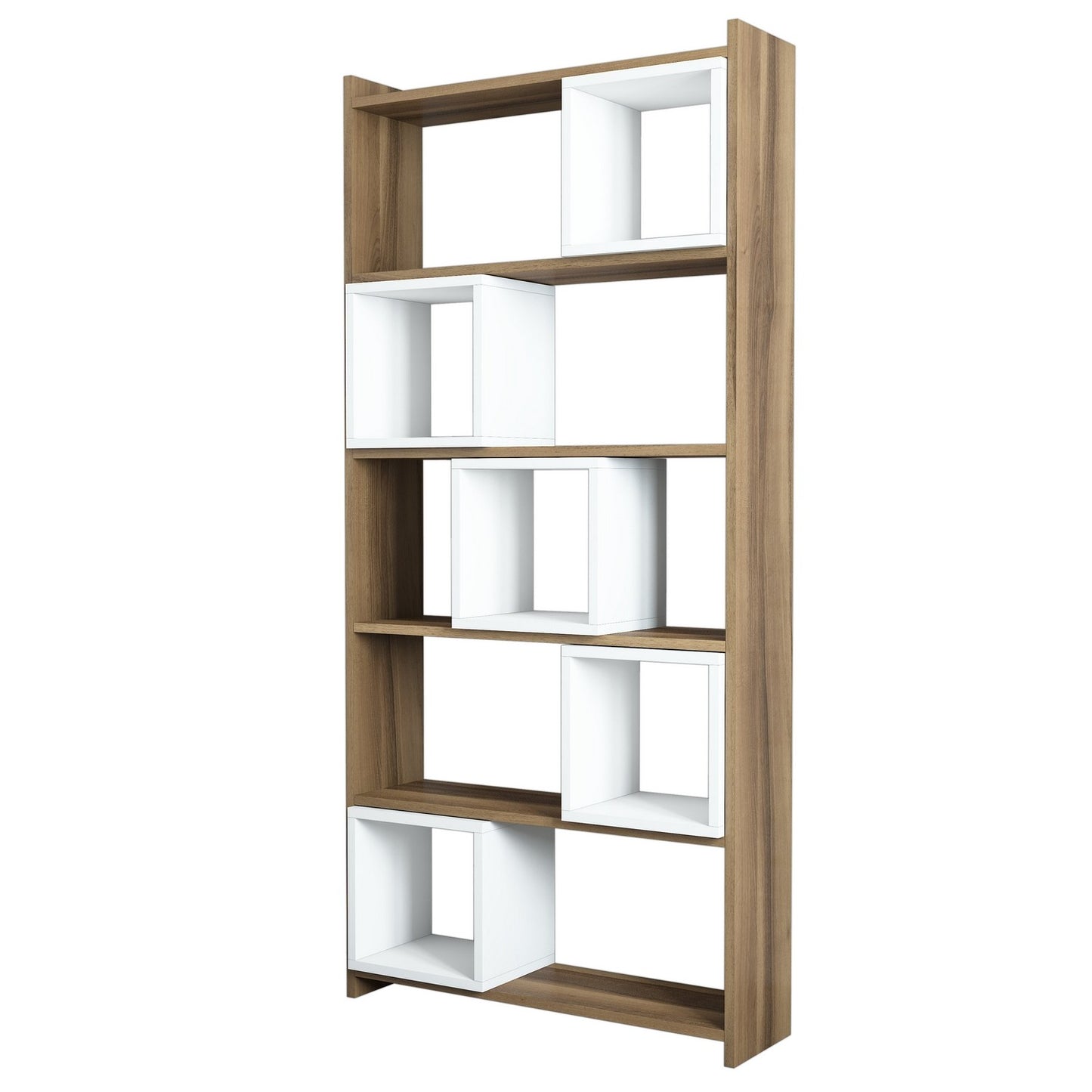 Polica za knjige, Box - Walnut, White